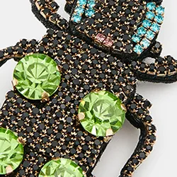Black, green and blue rhinestone bug brooch