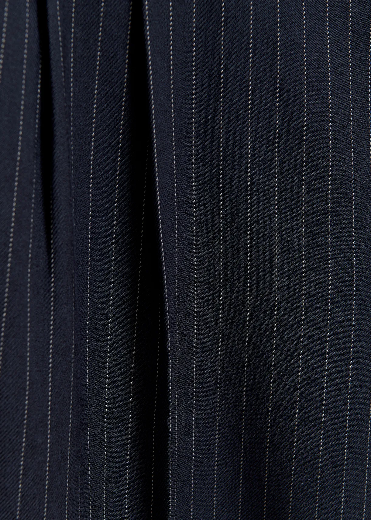Navy blue pinstriped straight-leg pants