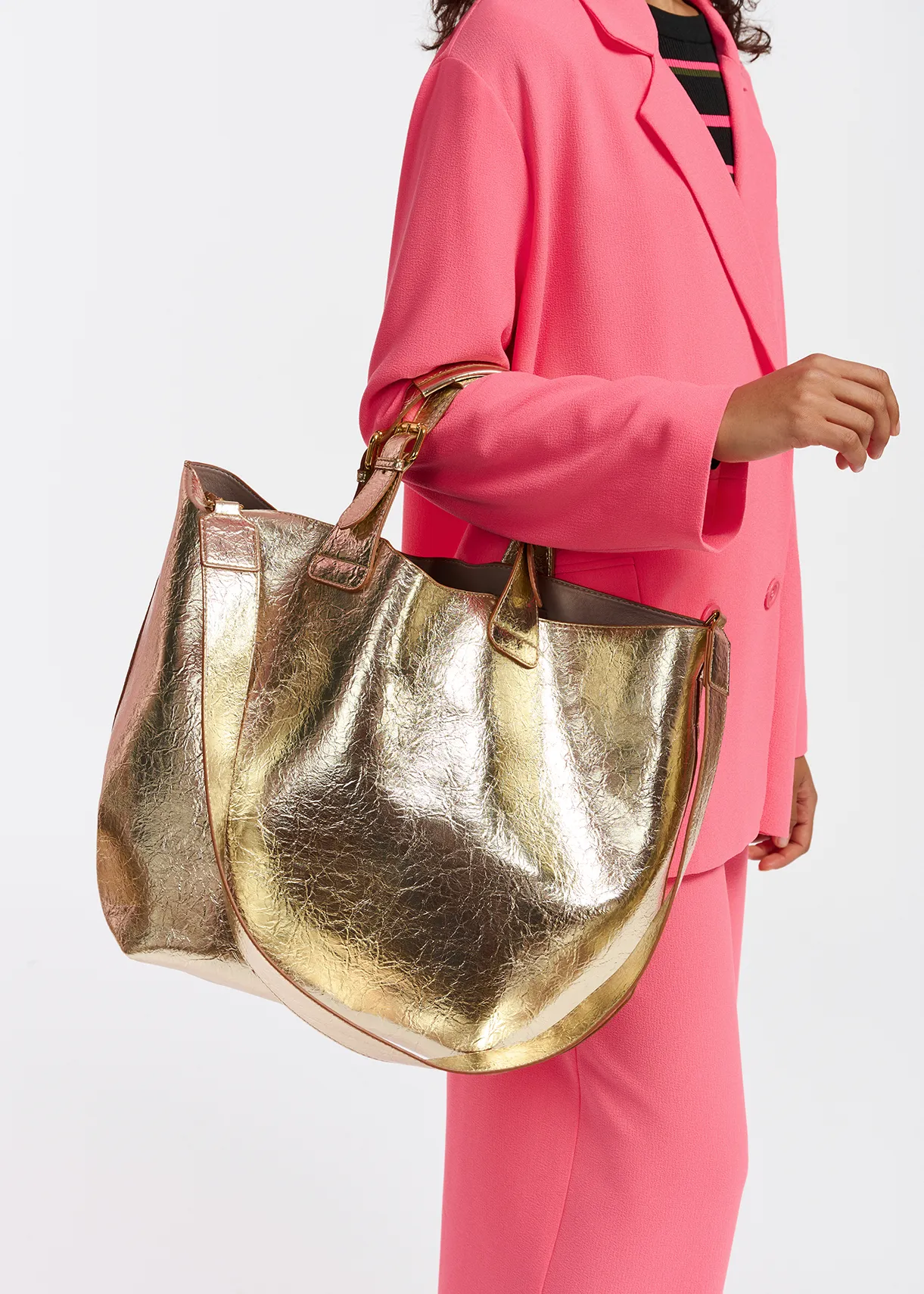Gold metallic shopper bag