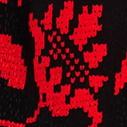 Black and red floral-print polo top