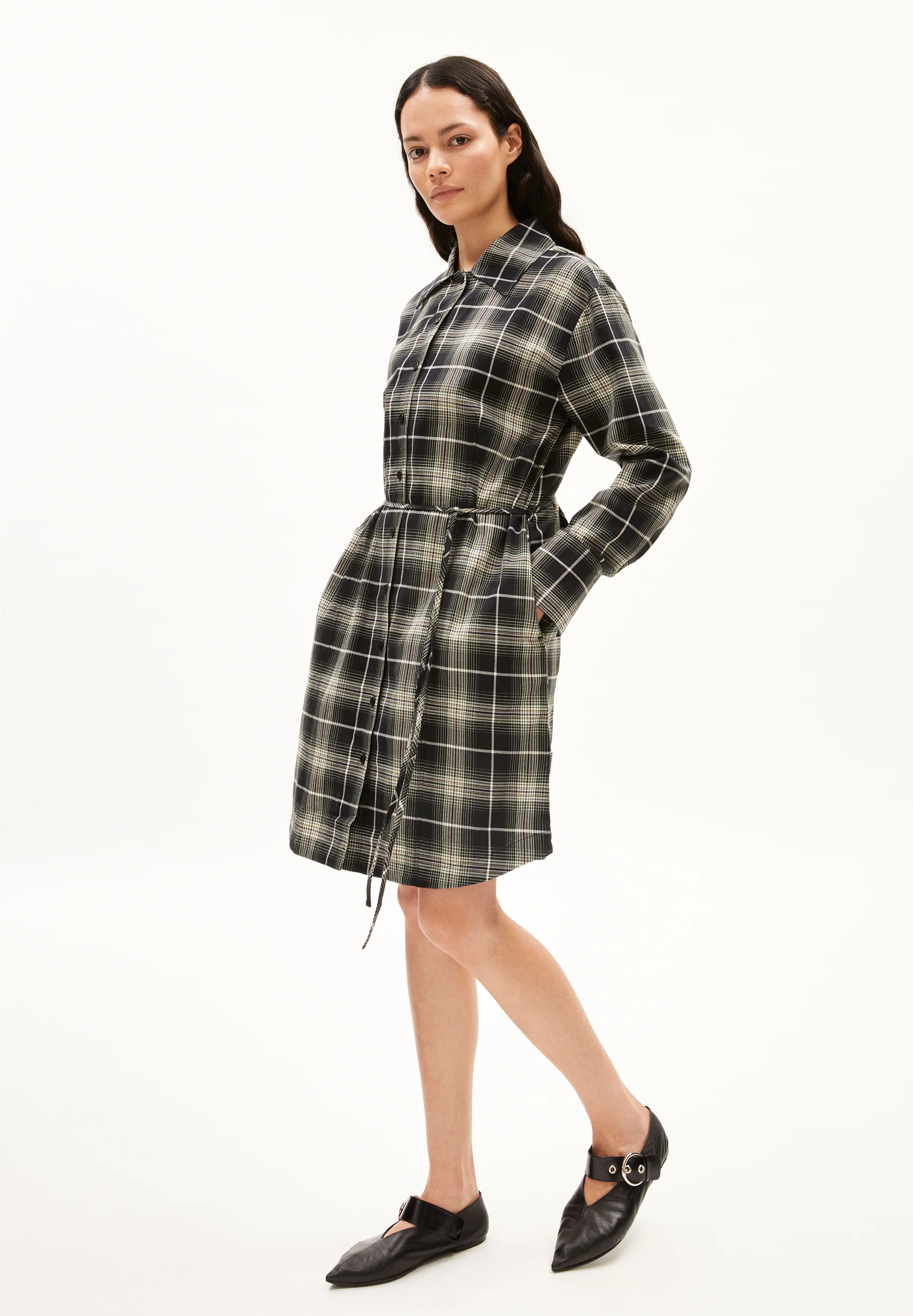 EASINNAA CHECK Woven Dress Relaxed Fit made of Organic Cotton