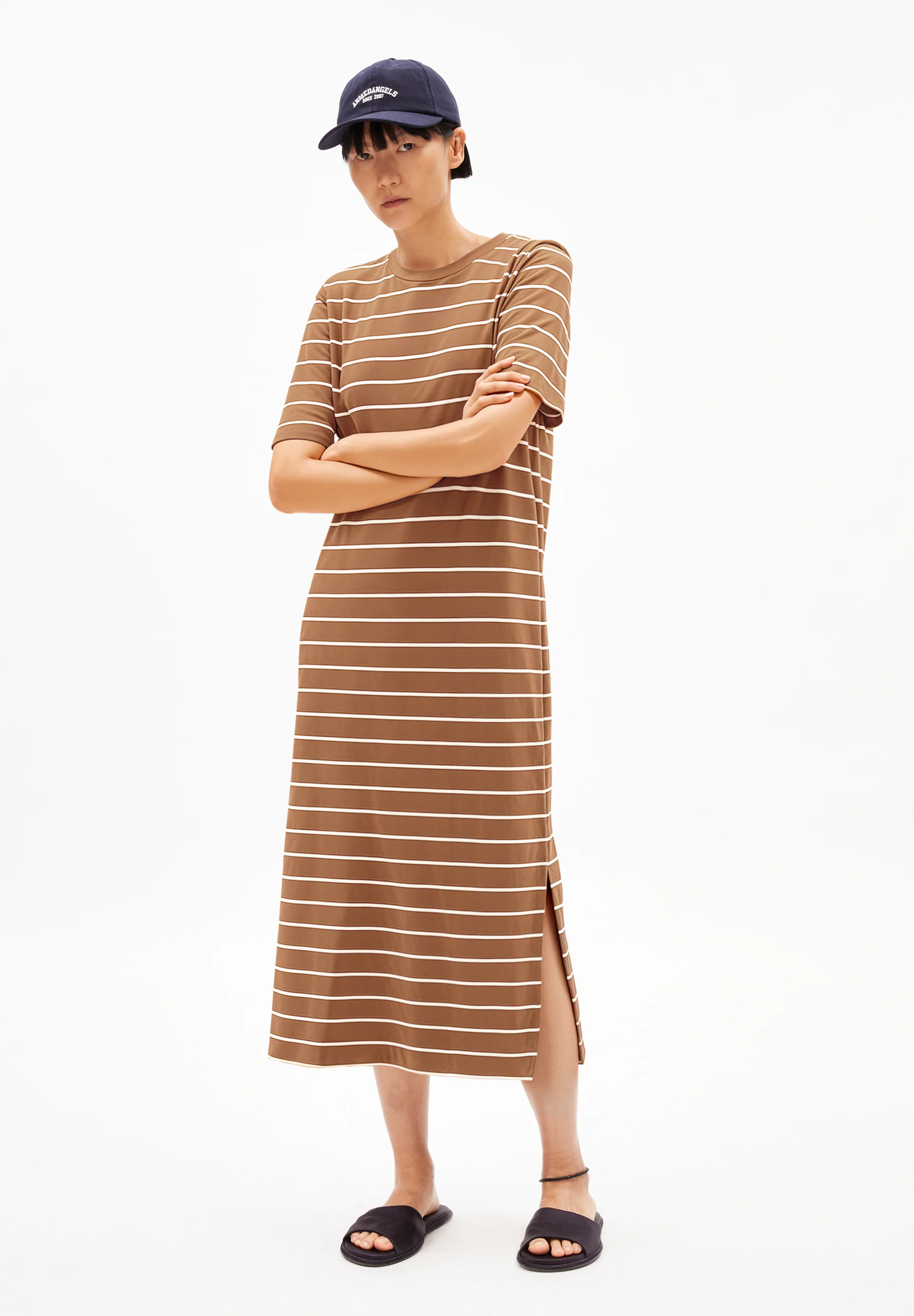XELINAA FINE STRIPE MIDI DRESS Heavyweight Jersey Dress made of recycled Cotton Mix