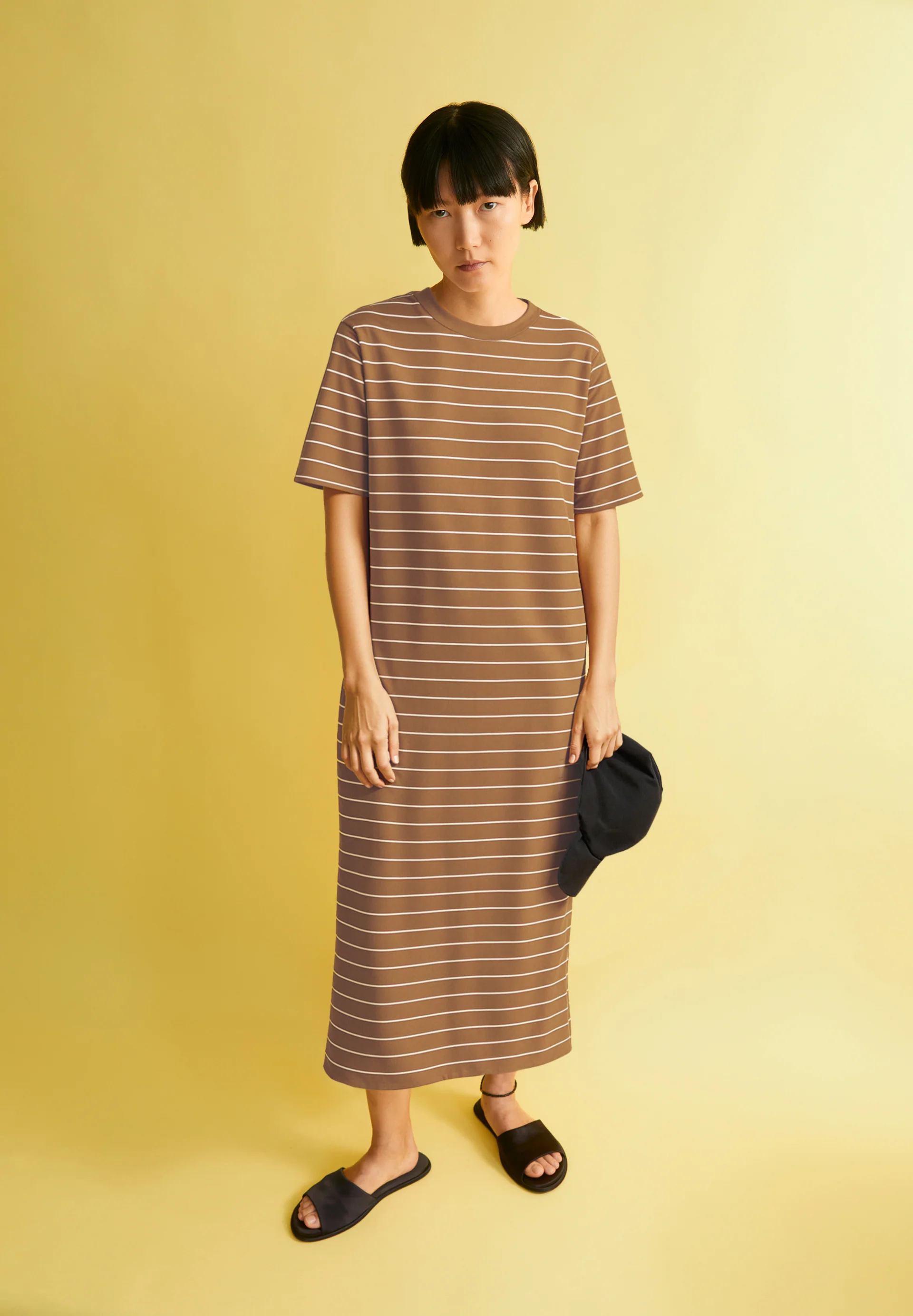 XELINAA FINE STRIPE MIDI DRESS Heavyweight Jersey Dress made of recycled Cotton Mix