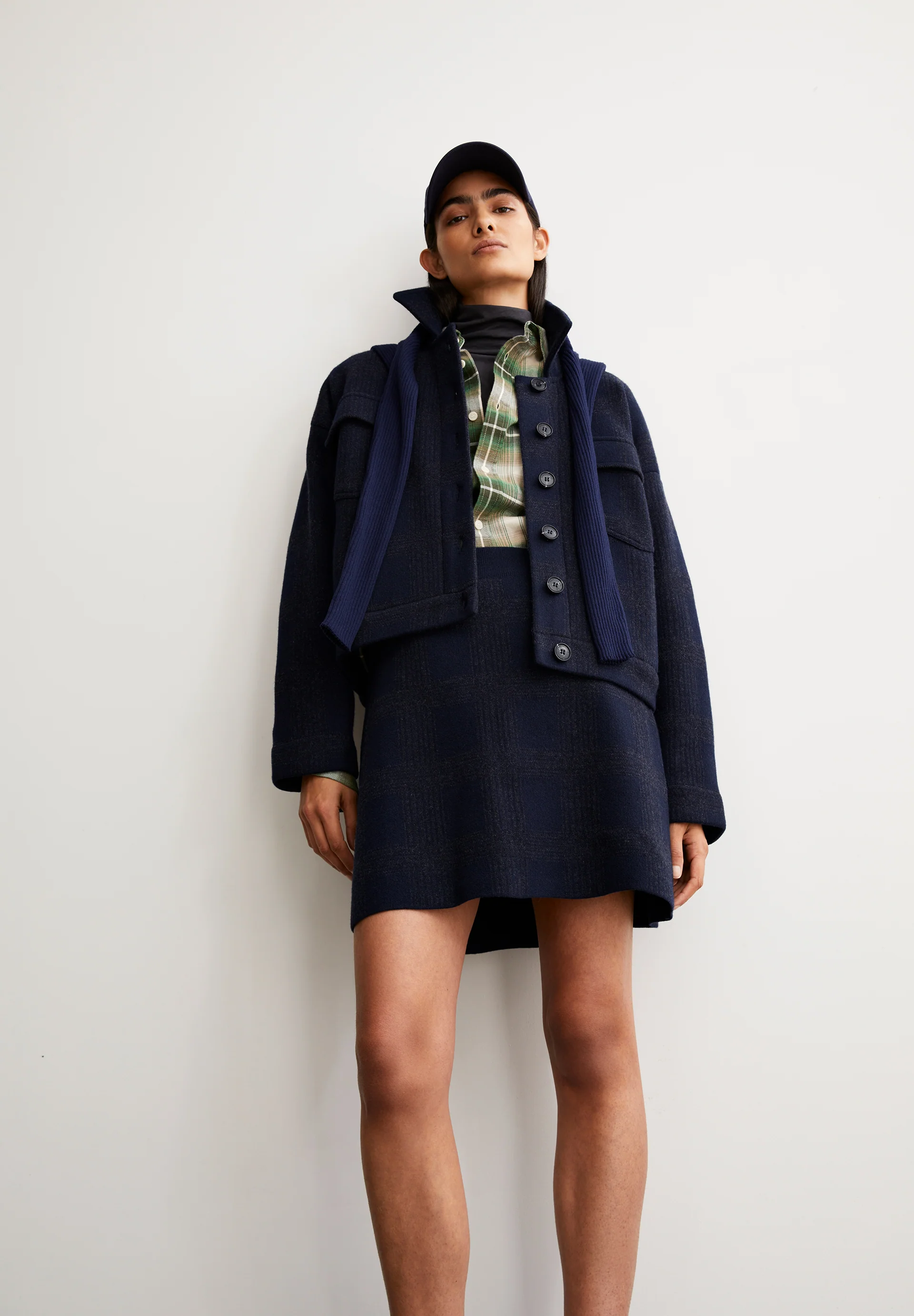 DARLAA CHECK Knit Skirt made of Organic Wool Mix