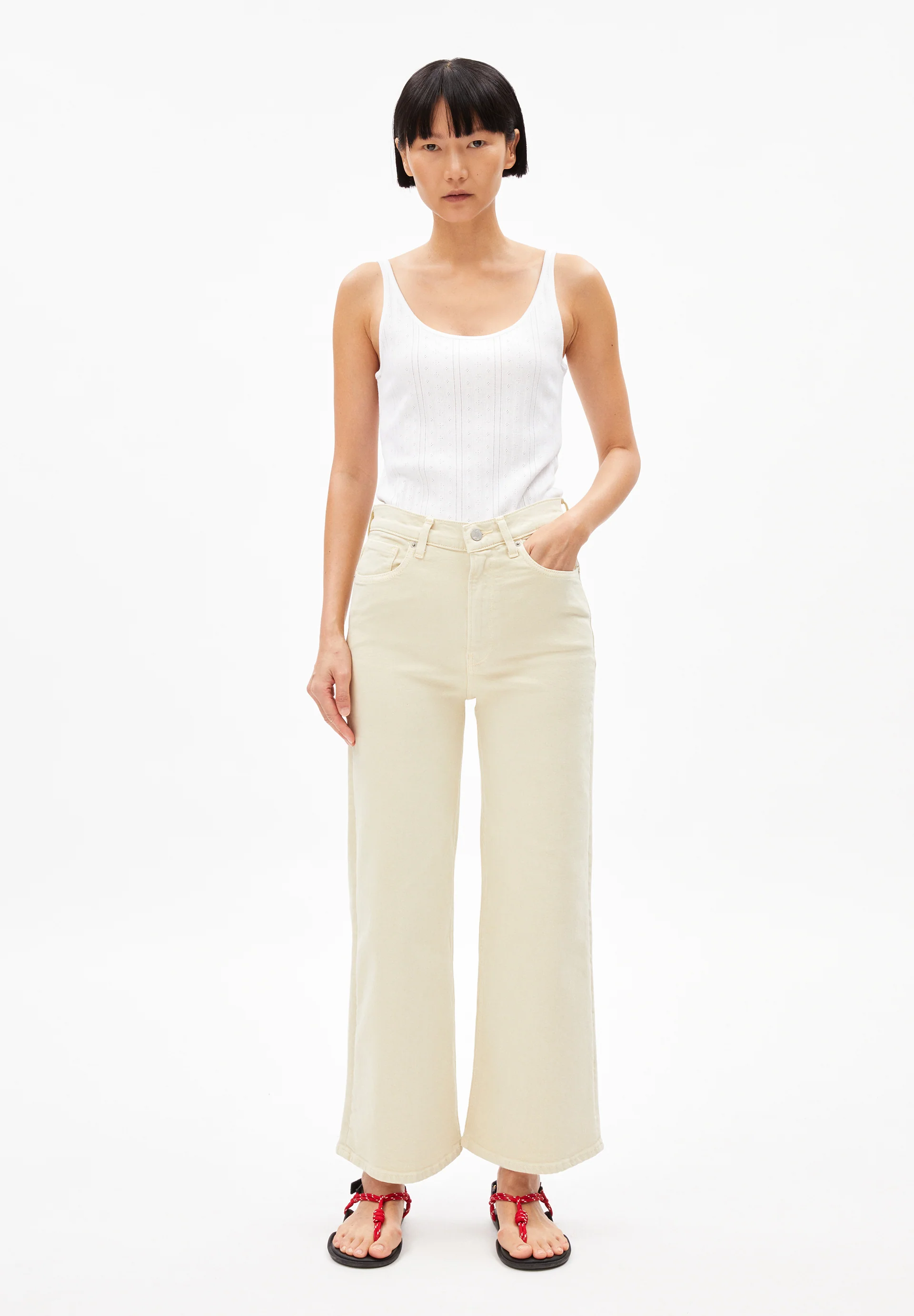 MURLIAA CROPPED WIDE JEAN Wide Jeans recycled cotton mix comfort-Stretch