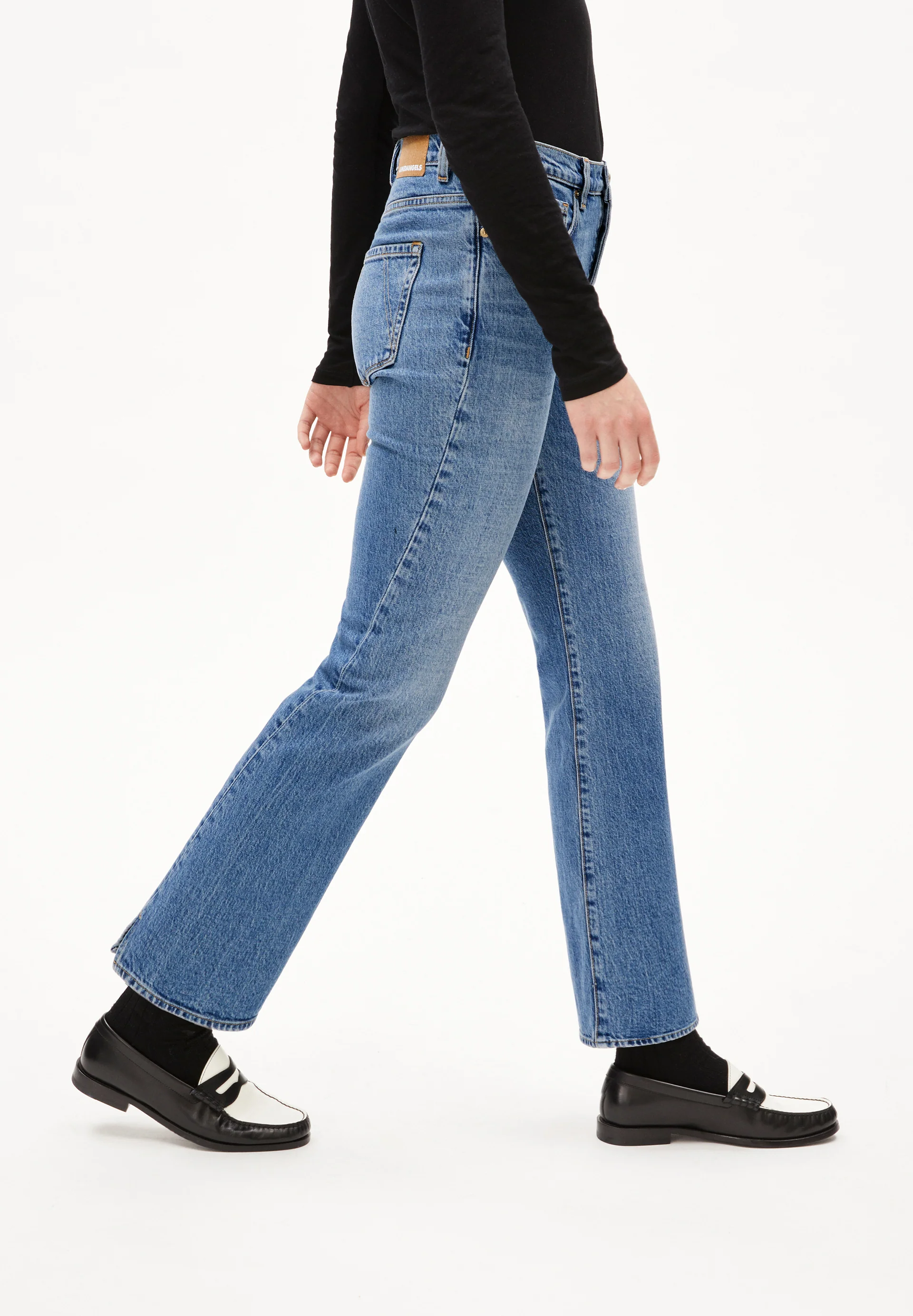 VELAARI Jeans Flared Leg Mid Waist Ankle Organic Cotton Mix Comfort-Stretch