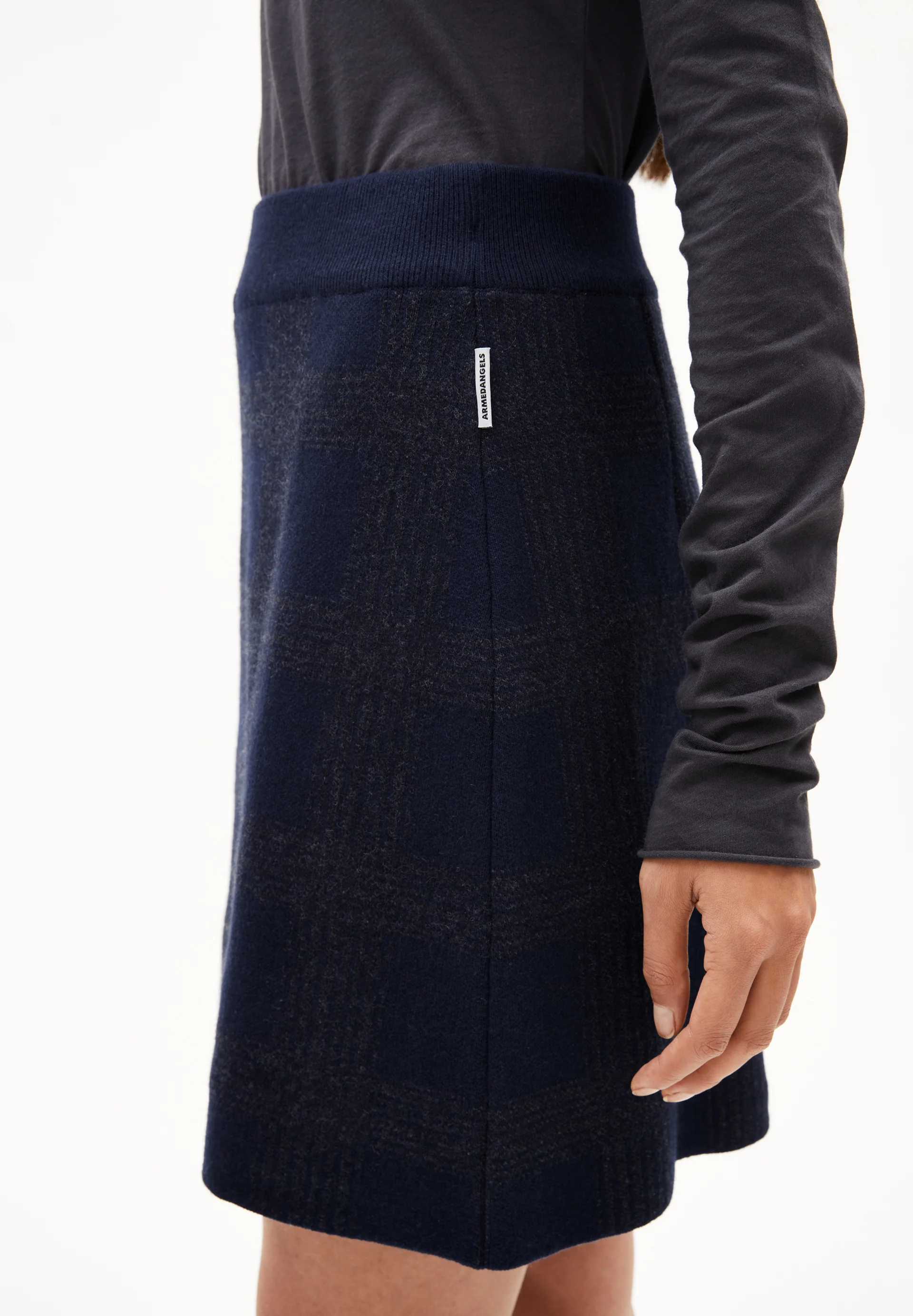 DARLAA CHECK Knit Skirt made of Organic Wool Mix