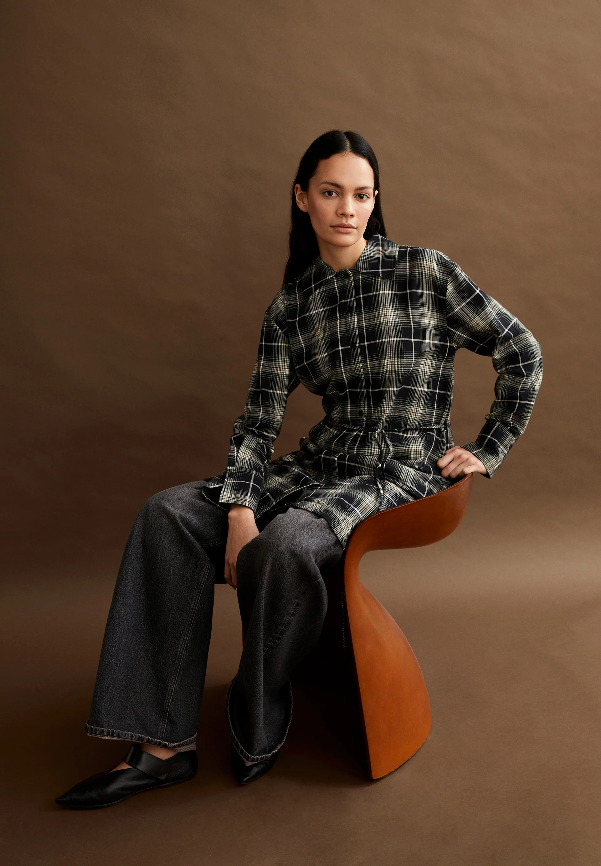 EASINNAA CHECK Woven Dress Relaxed Fit made of Organic Cotton
