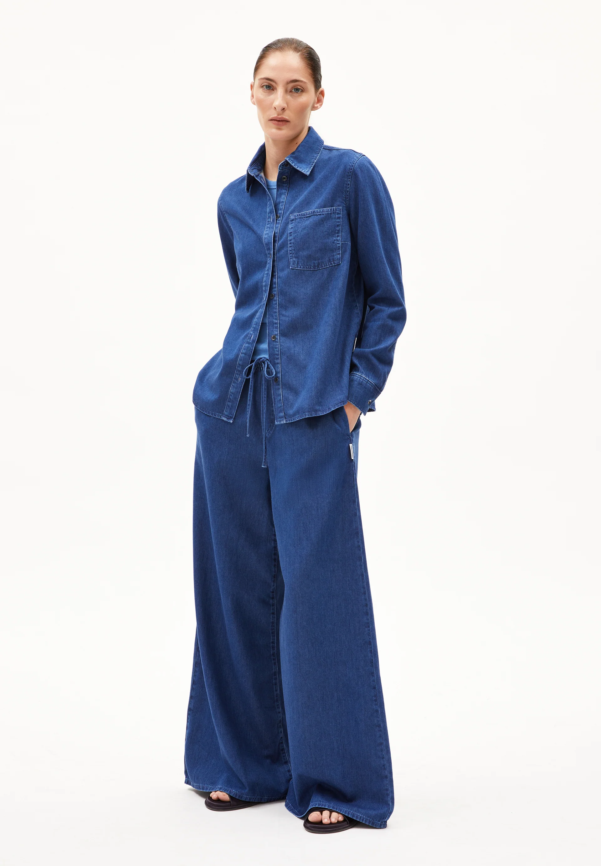 AURELAA Denim Blouse made of Organic Cotton Mix