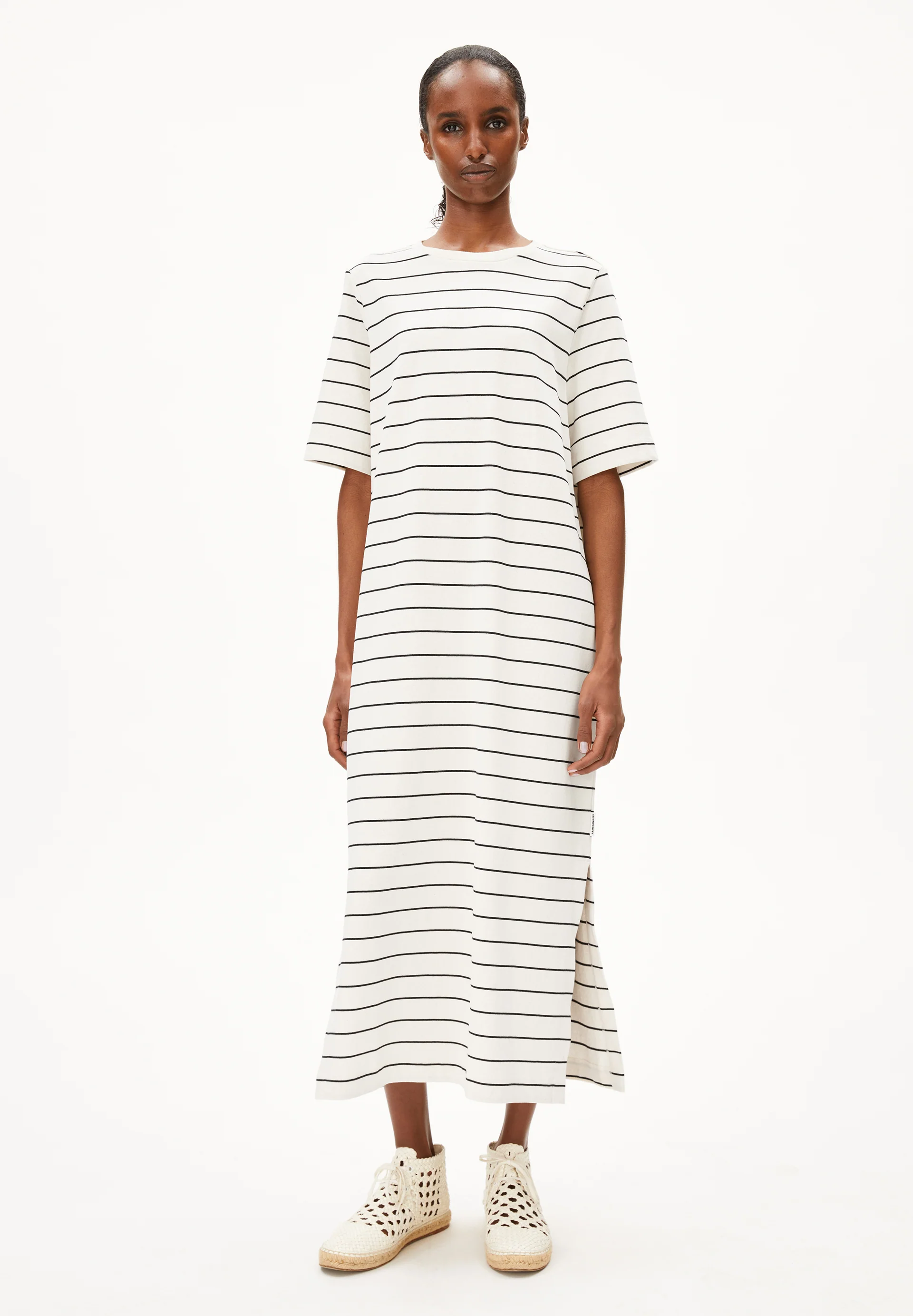 XELINAA FINE STRIPE MIDI DRESS Heavyweight Jersey Dress made of recycled Cotton Mix