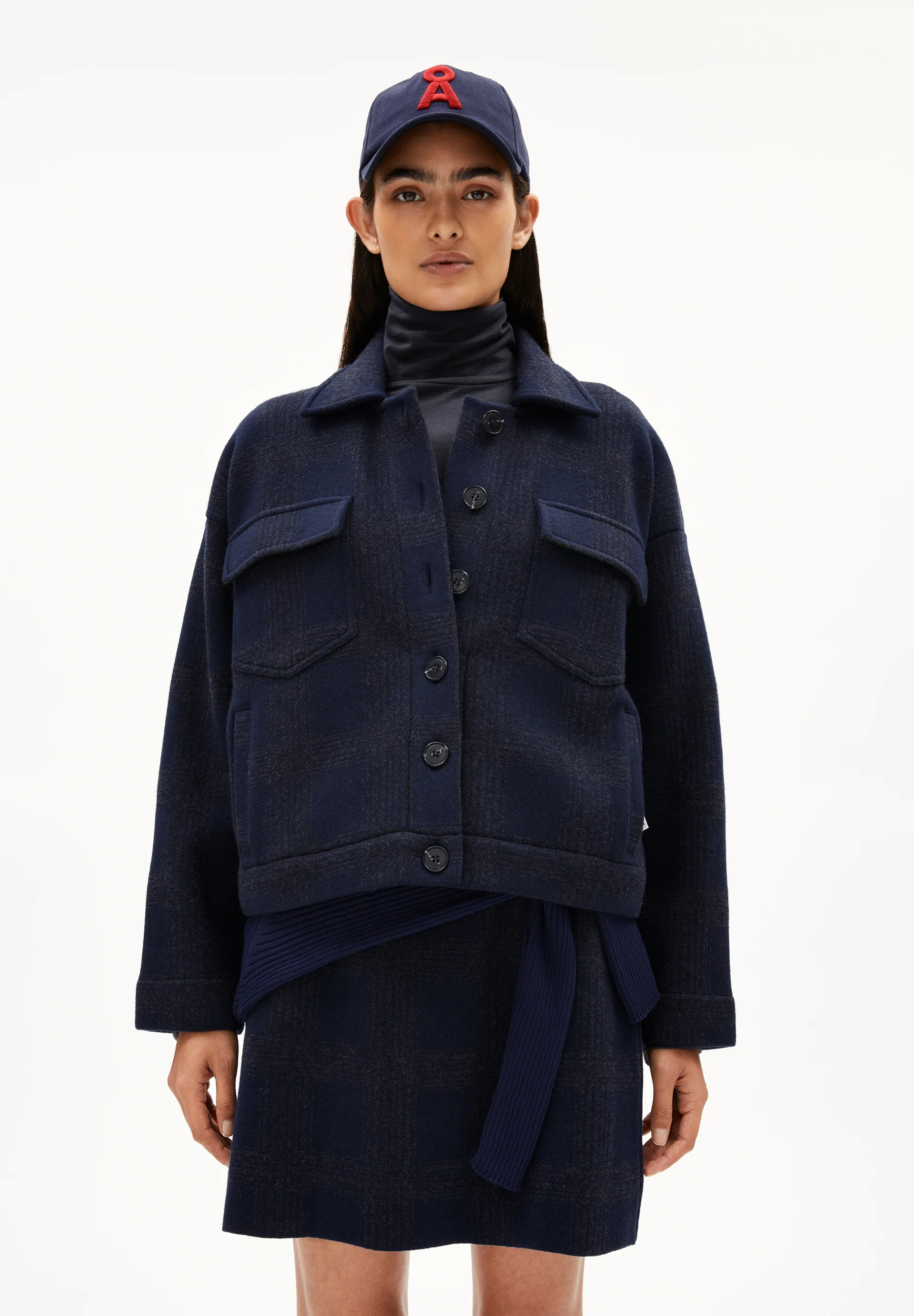 JOAALISON CHECK Cardigan made of Organic Wool Mix