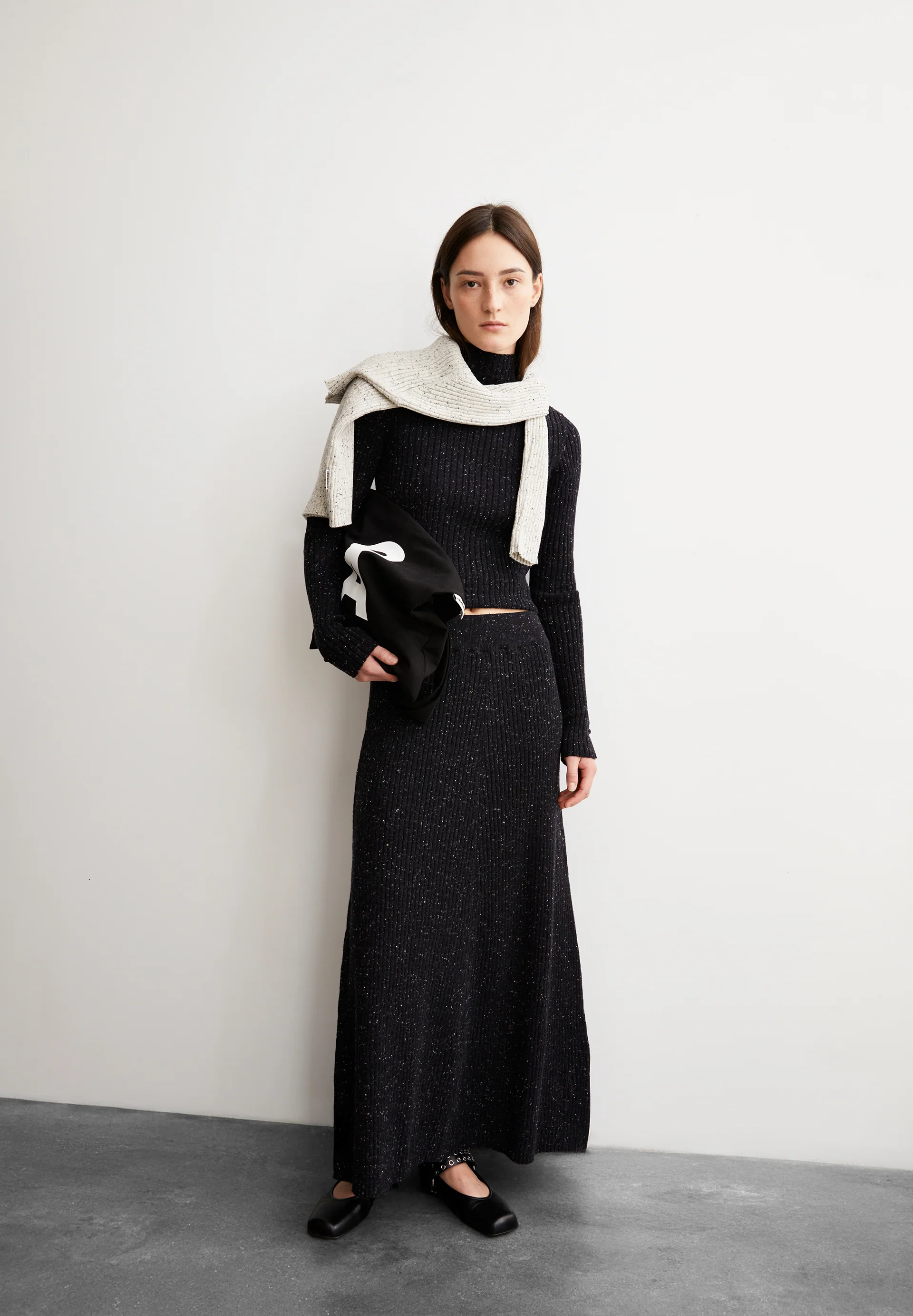 HANAA TWEED Knit Skirt made of recycled Organic Wool Mix