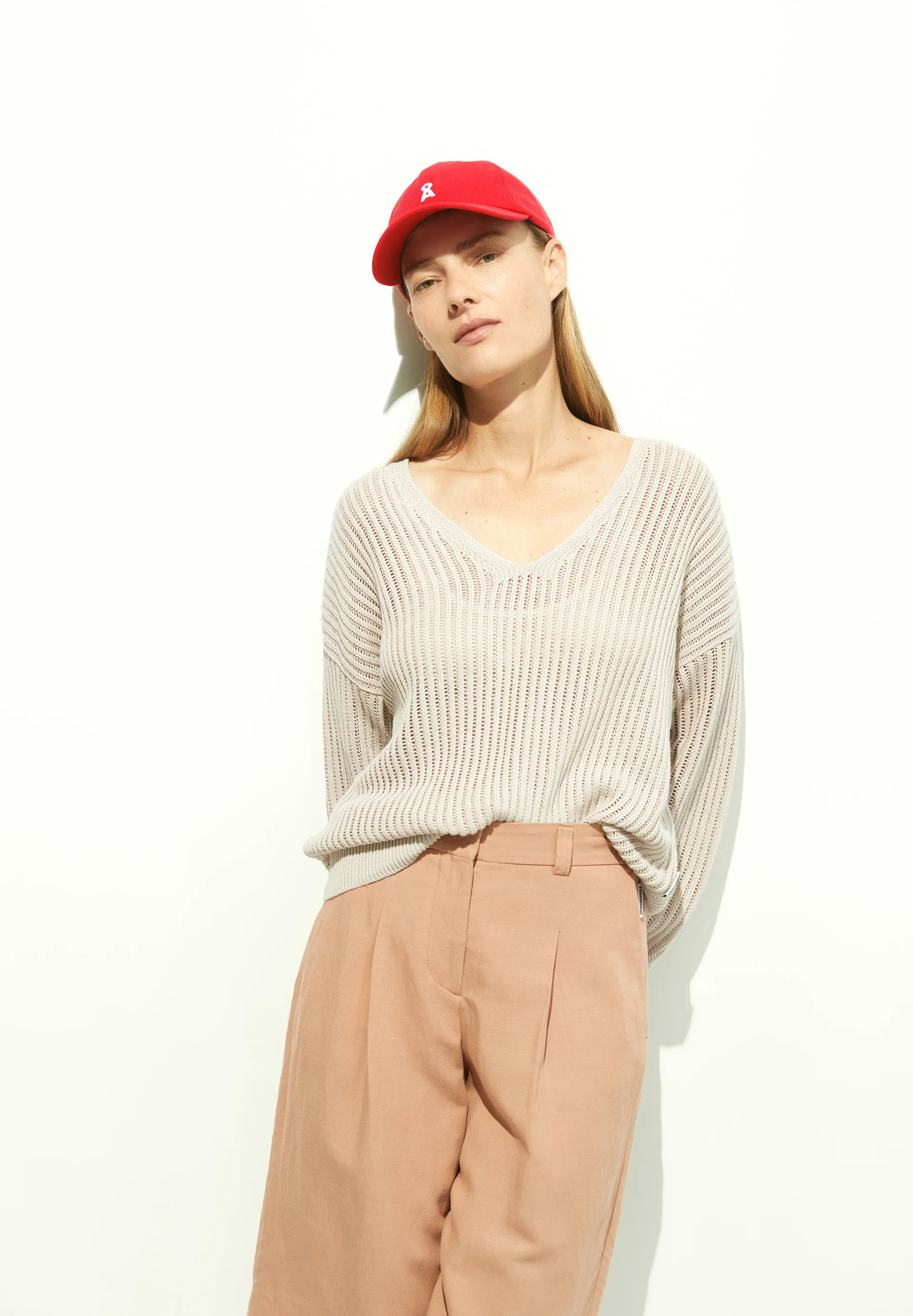 LINEN BLEND KNIT SWEATER Sweater made of Linen-Mix