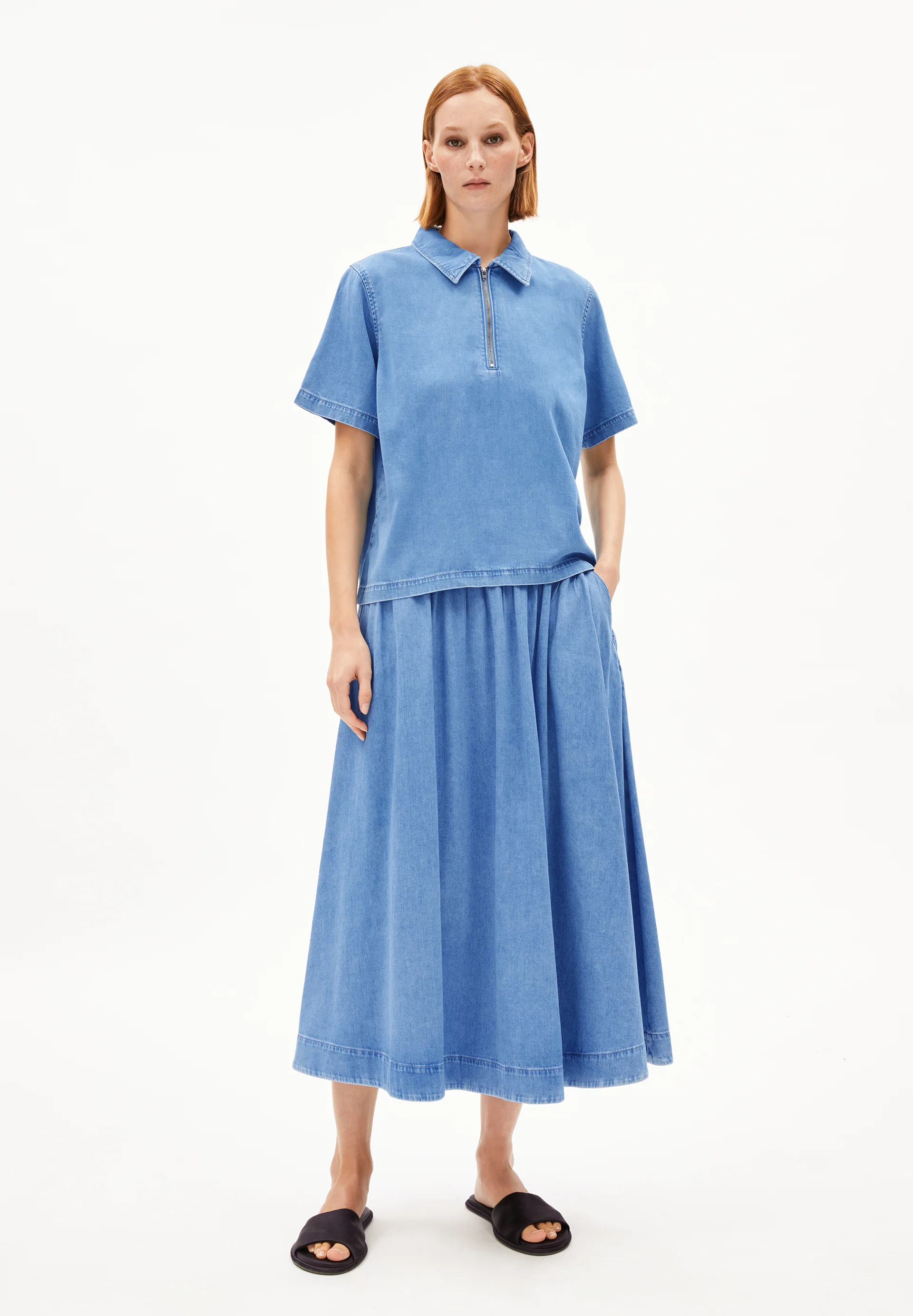 CINZIAA Denim Blouse made of Organic Cotton Mix