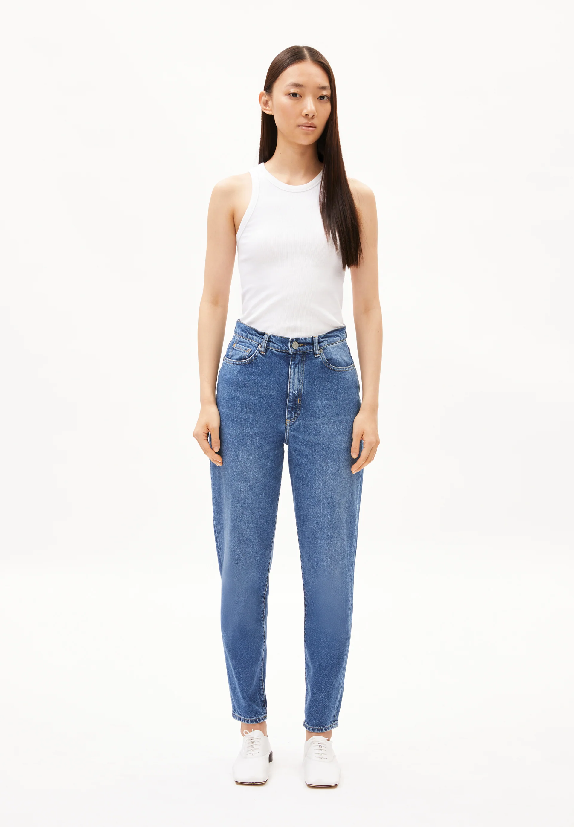 MAIRAA Jeans Mom Fit High Waist Ankle recycled Cotton Non-Stretch