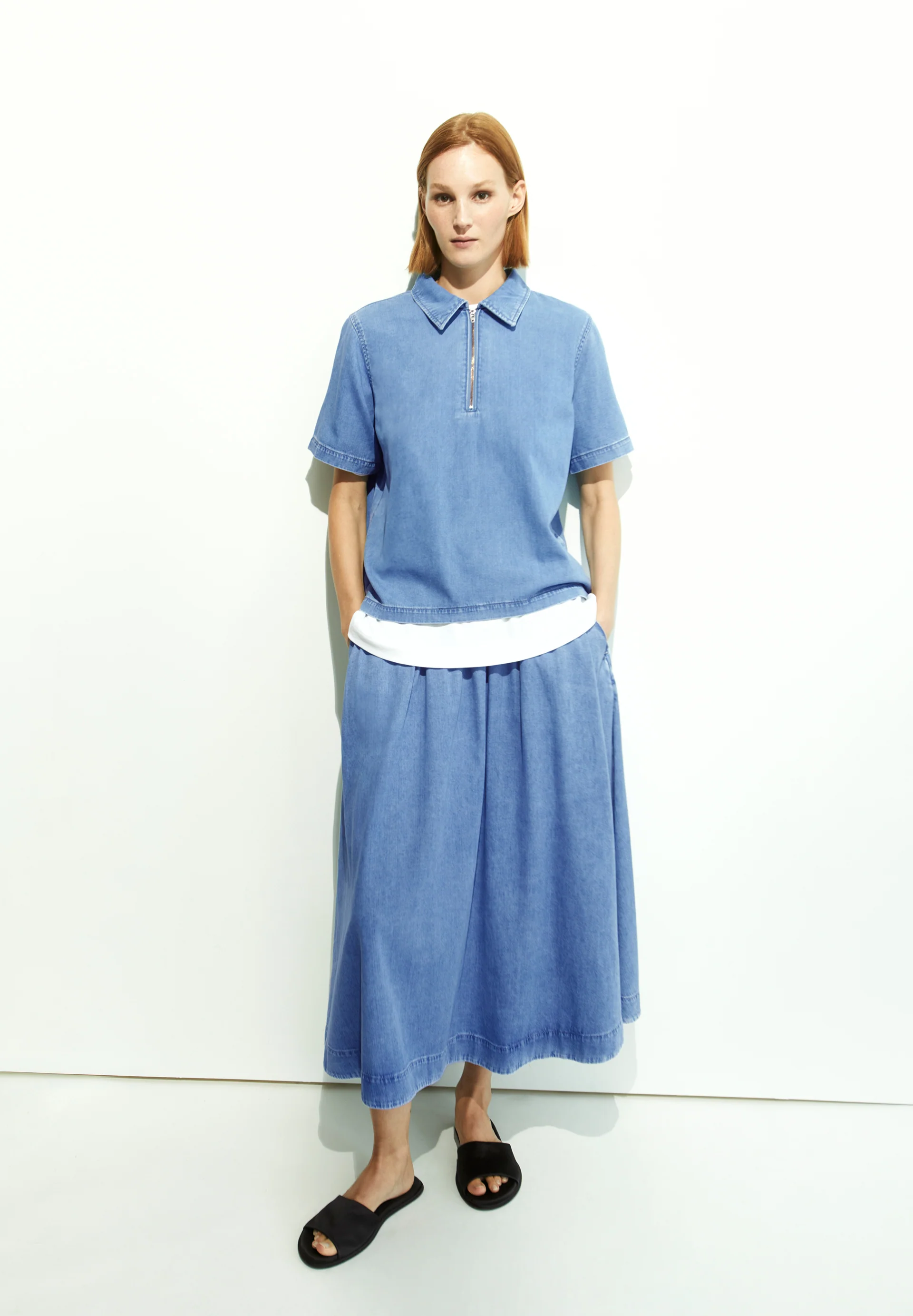 CINZIAA Denim Blouse made of Organic Cotton Mix