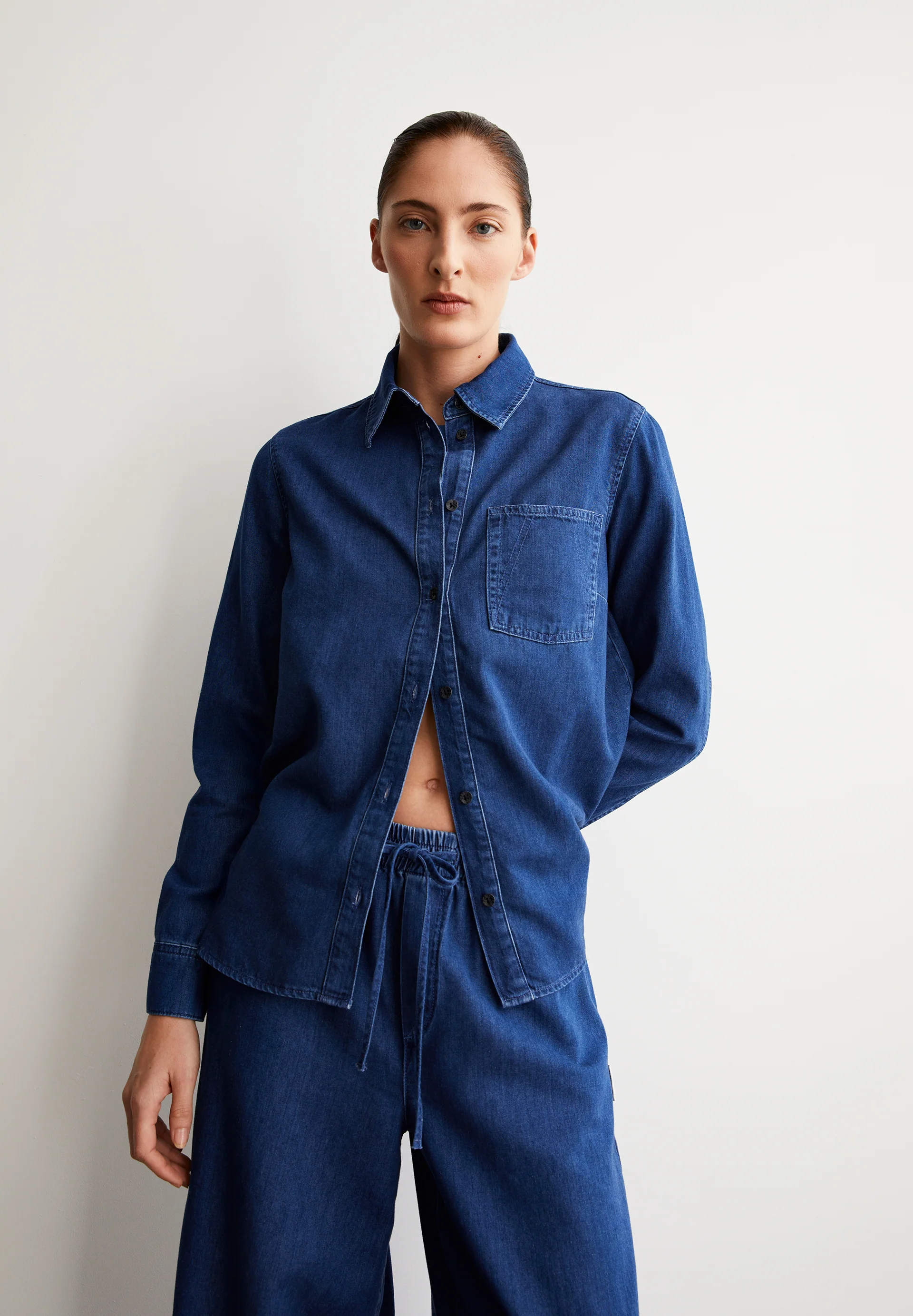 AURELAA Denim Blouse made of Organic Cotton Mix