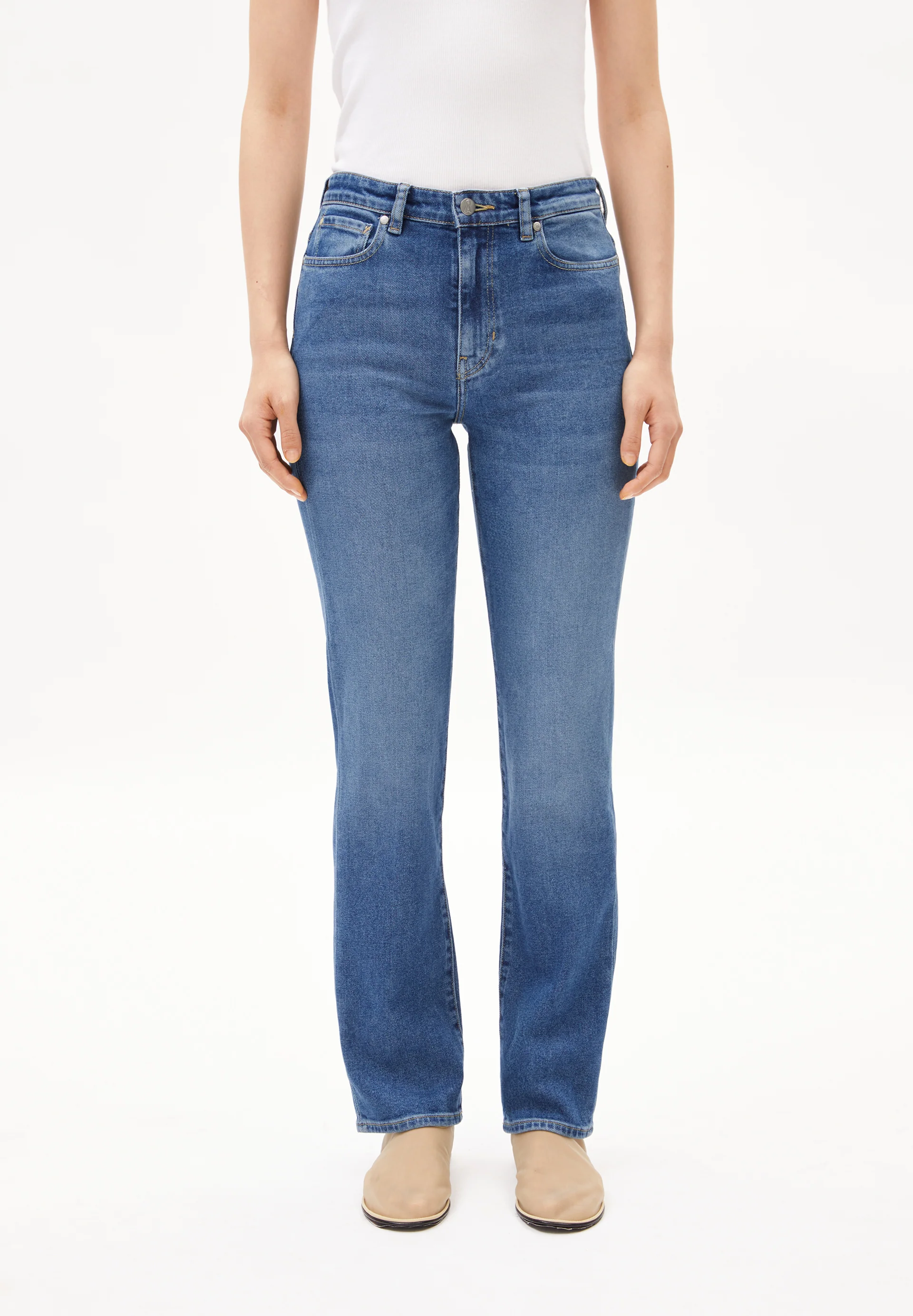 CARENAA Jeans Straight Leg Mid Waist Organic Cotton Mix Comfort-Stretch