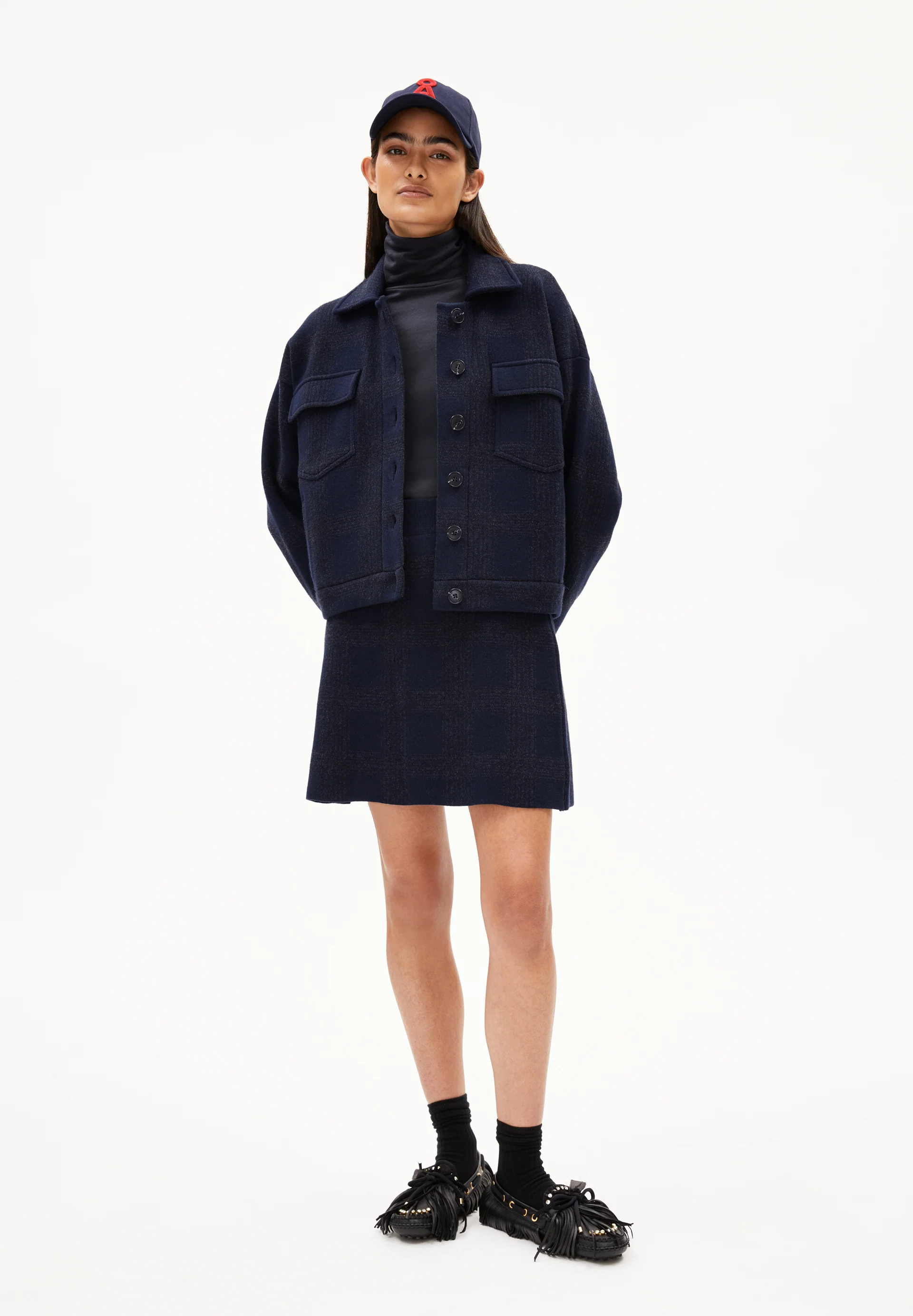 JOAALISON CHECK Cardigan made of Organic Wool Mix