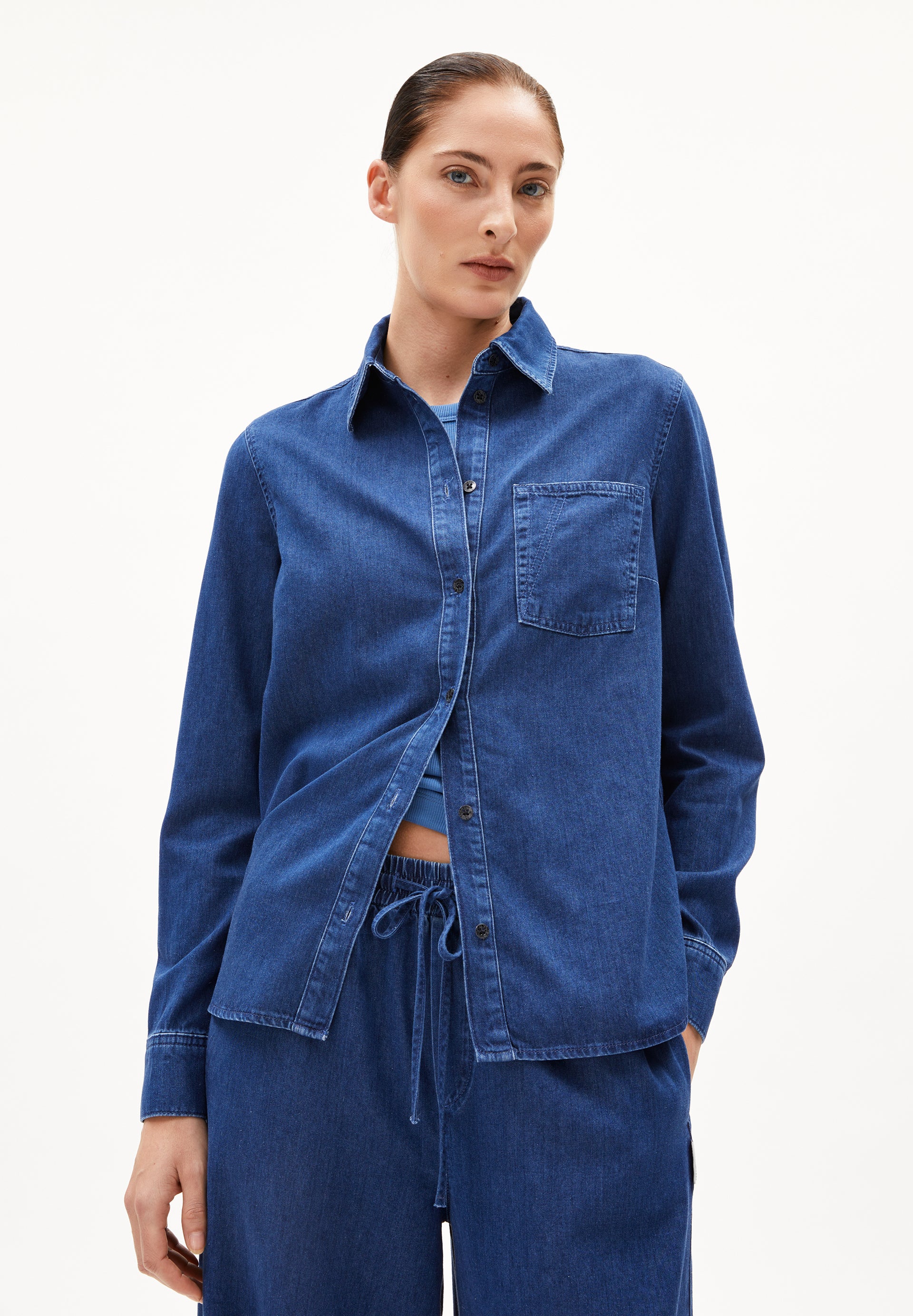 AURELAA Denim Blouse made of Organic Cotton Mix