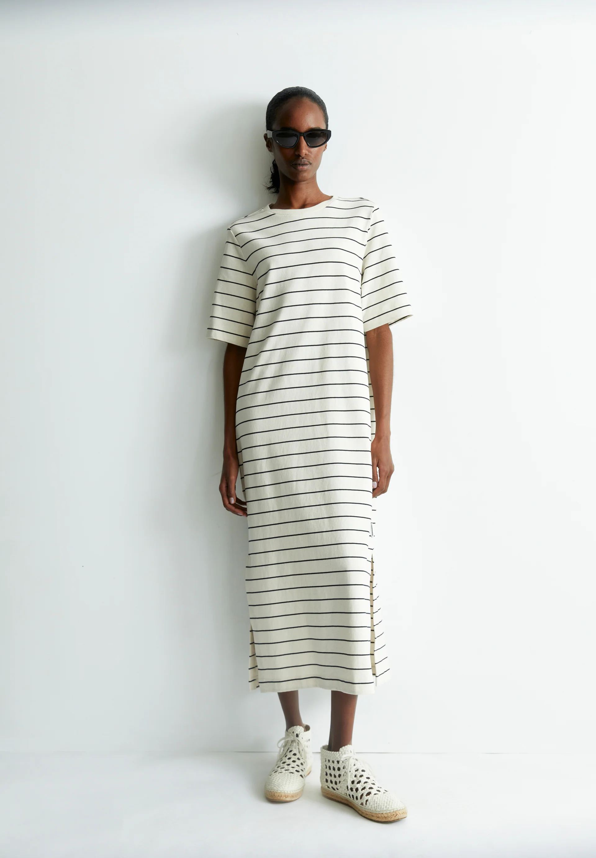 XELINAA FINE STRIPE MIDI DRESS Heavyweight Jersey Dress made of recycled Cotton Mix