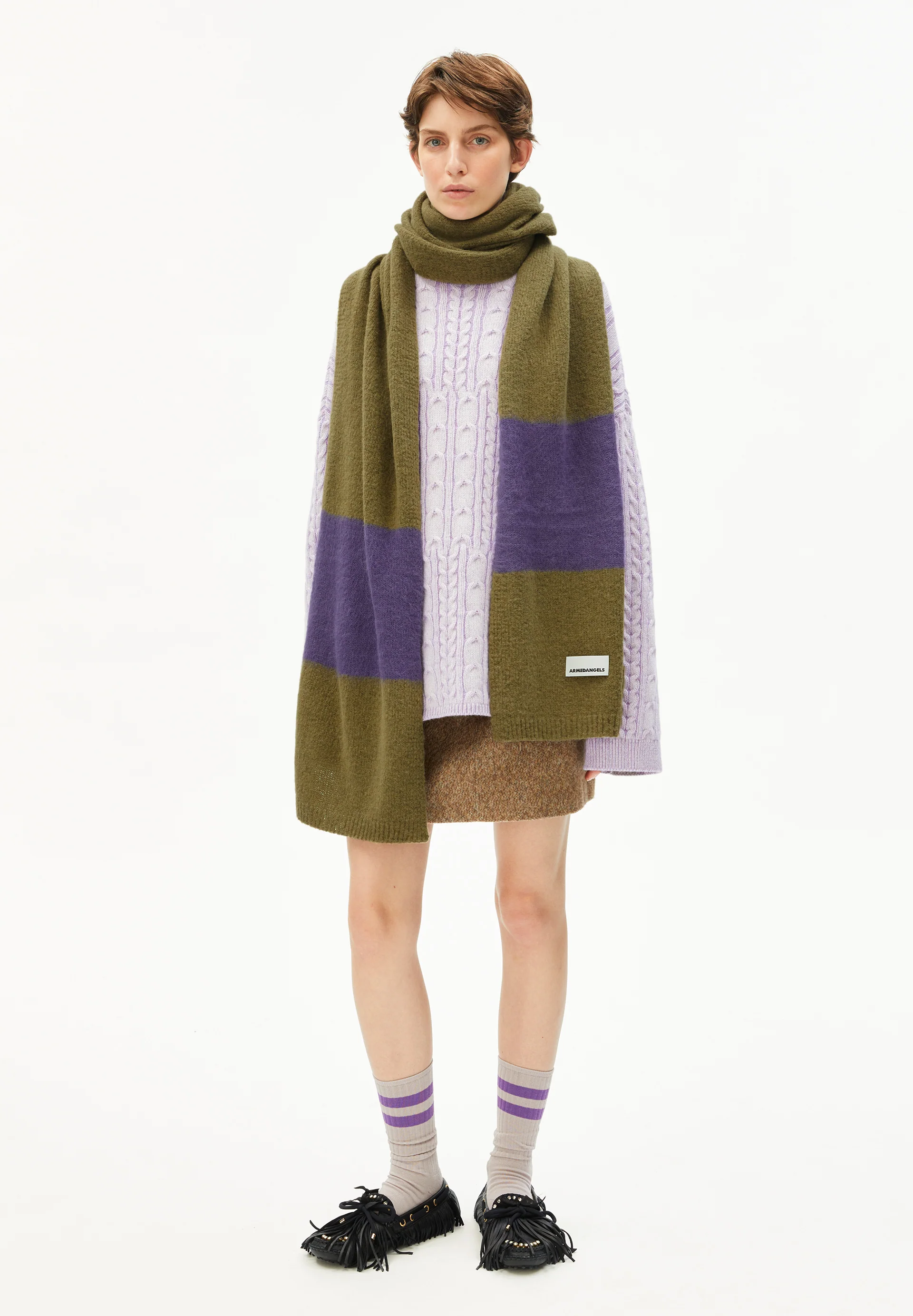 SAABE STRIPED UN-WASTED Scarf made from an alpaca-wool blend