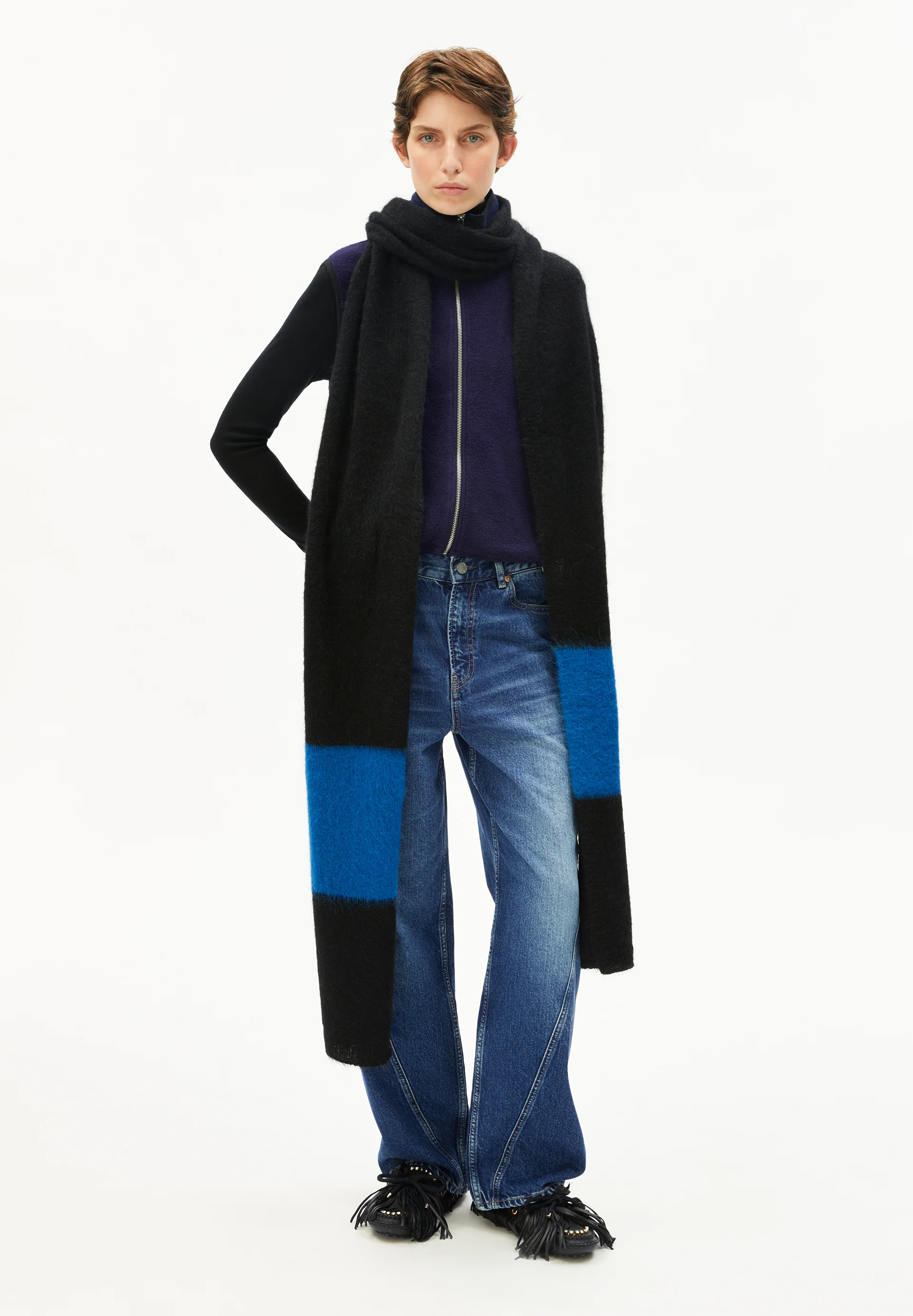 SAABE STRIPED UN-WASTED Scarf made from an alpaca-wool blend