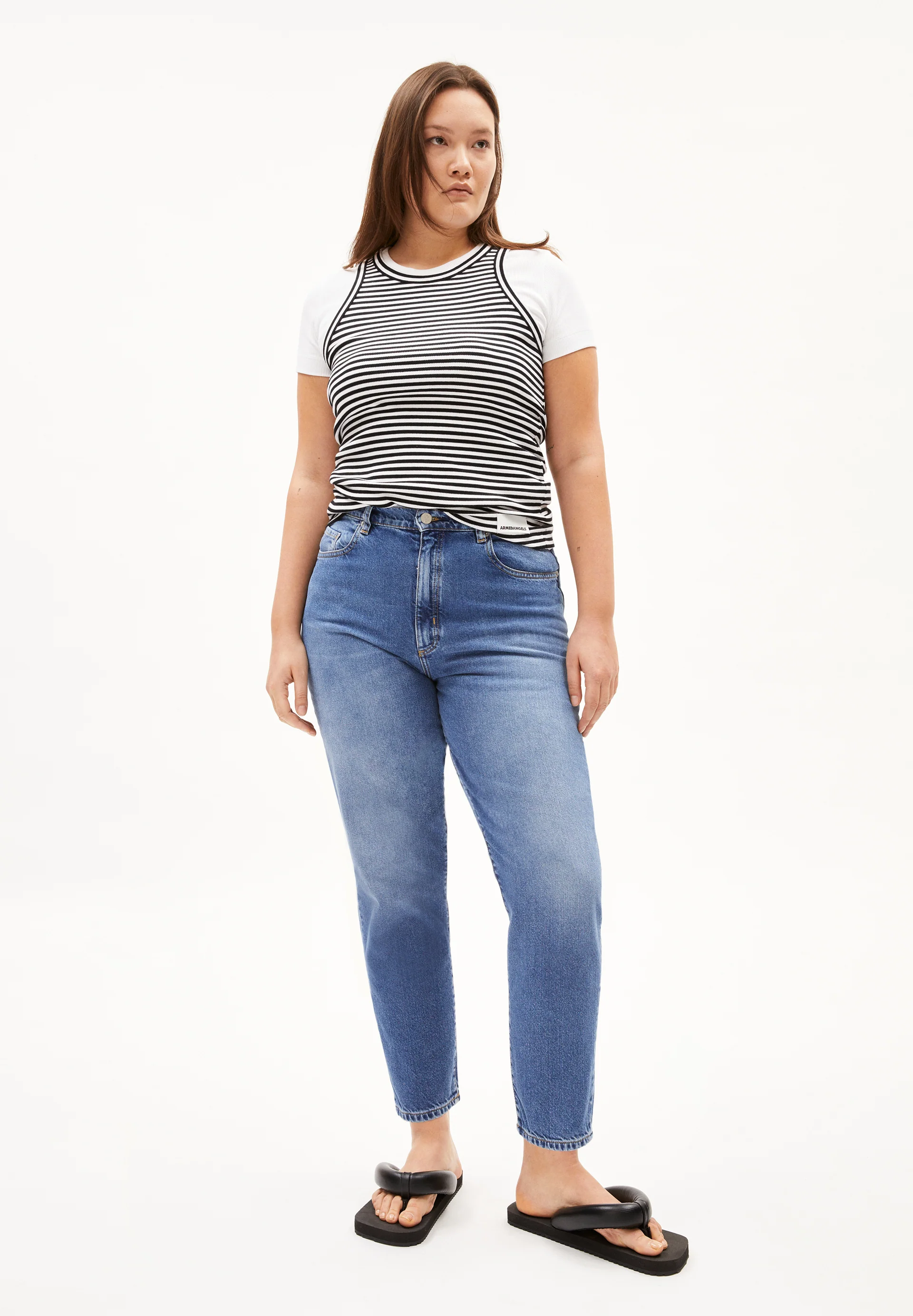 MAIRAA Jeans Mom Fit High Waist Ankle recycled Cotton Non-Stretch