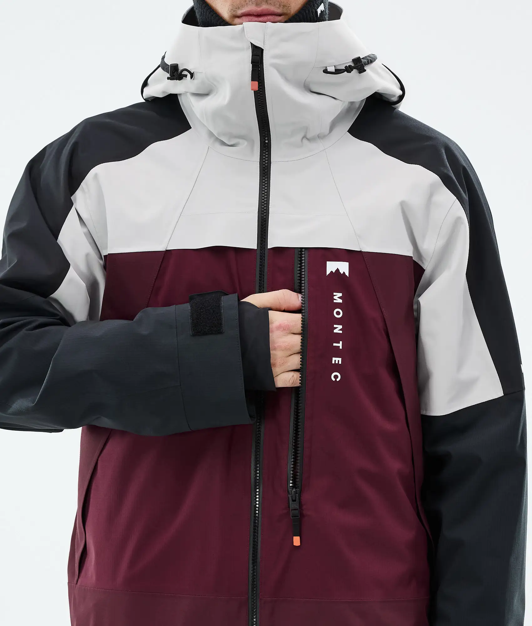 Oracle Snowboard Jacket Men Light Grey/Black/Burgundy