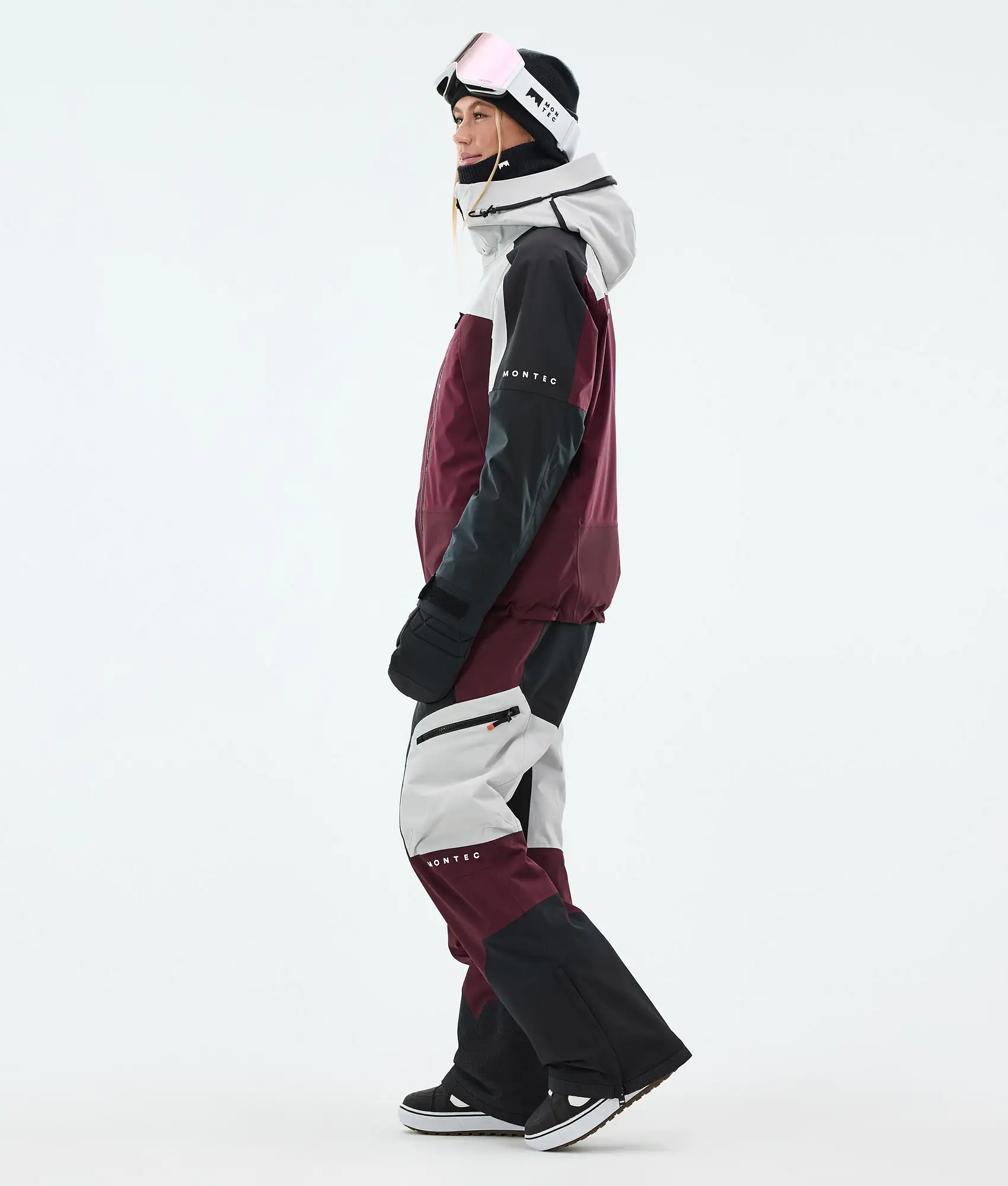 Oracle W Snowboard Jacket Women Light Grey/Black/Burgundy