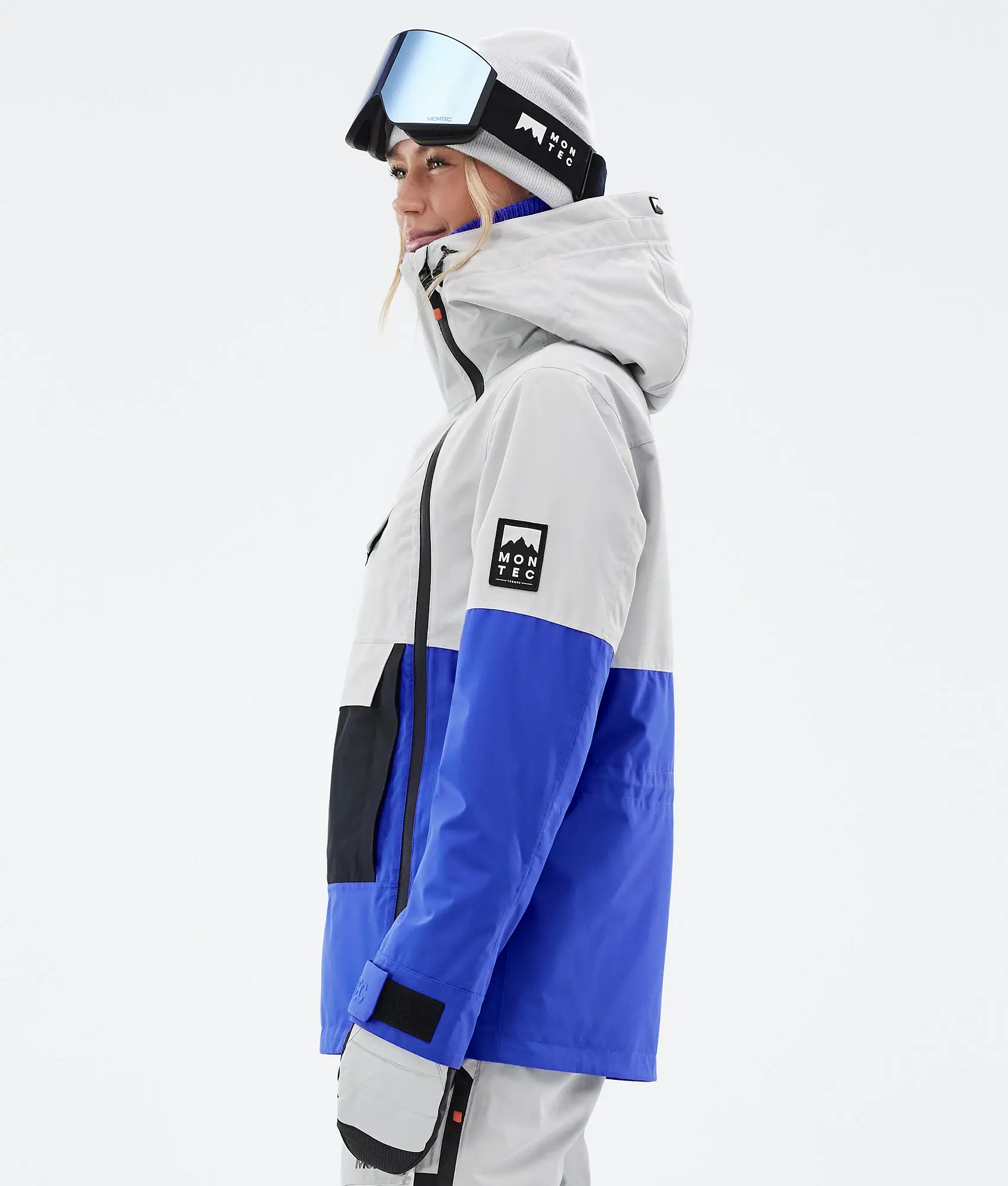 Doom W Snowboard Jacket Women Light Grey/Black/Cobalt Blue