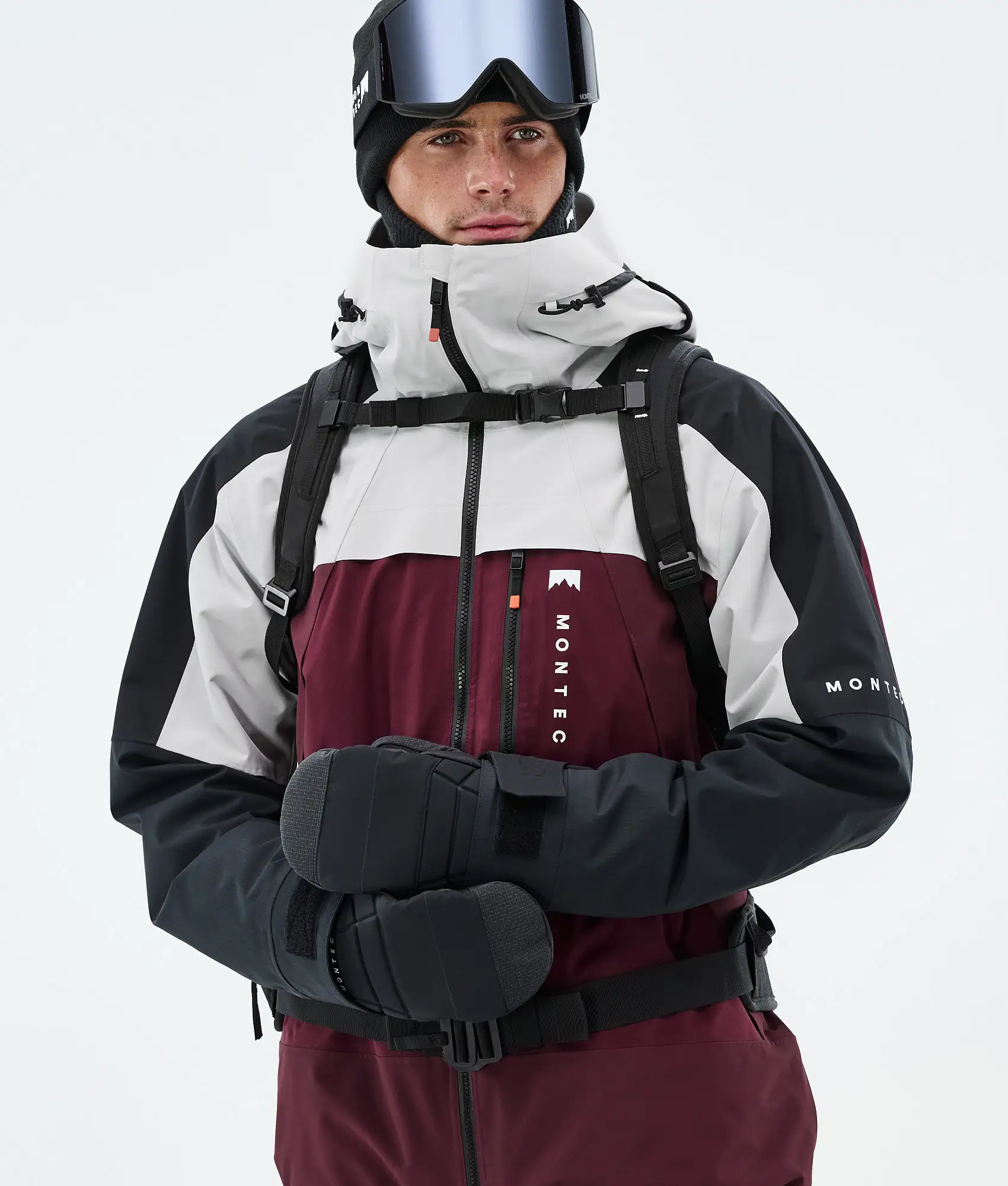 Oracle Snowboard Jacket Men Light Grey/Black/Burgundy
