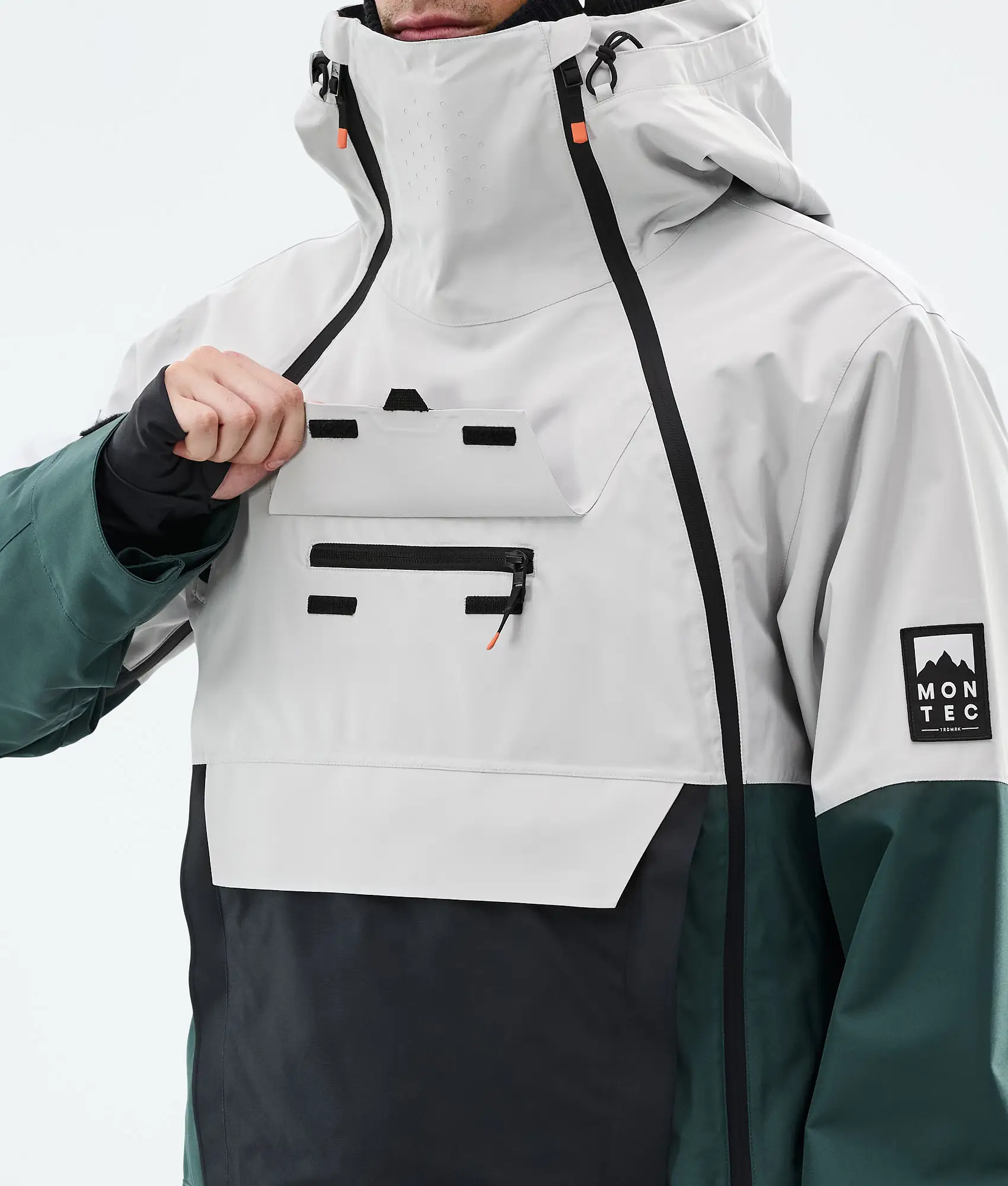 Doom Snowboard Jacket Men Light Grey/Black/Dark Atlantic