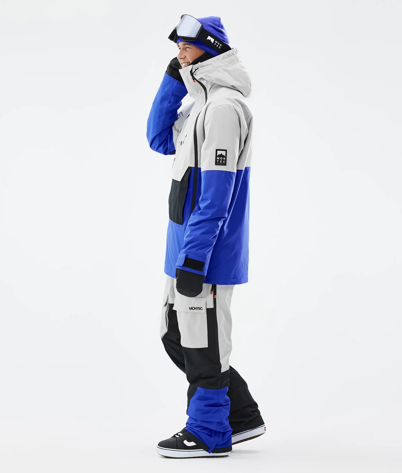 Doom Snowboard Jacket Men Light Grey/Black/Cobalt Blue