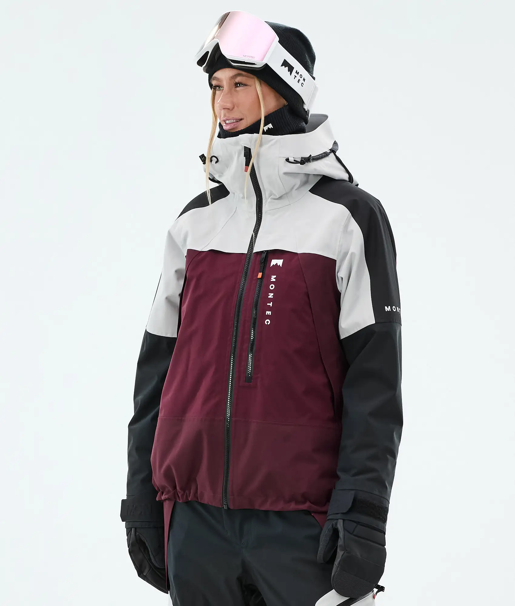 Oracle W Snowboard Jacket Women Light Grey/Black/Burgundy