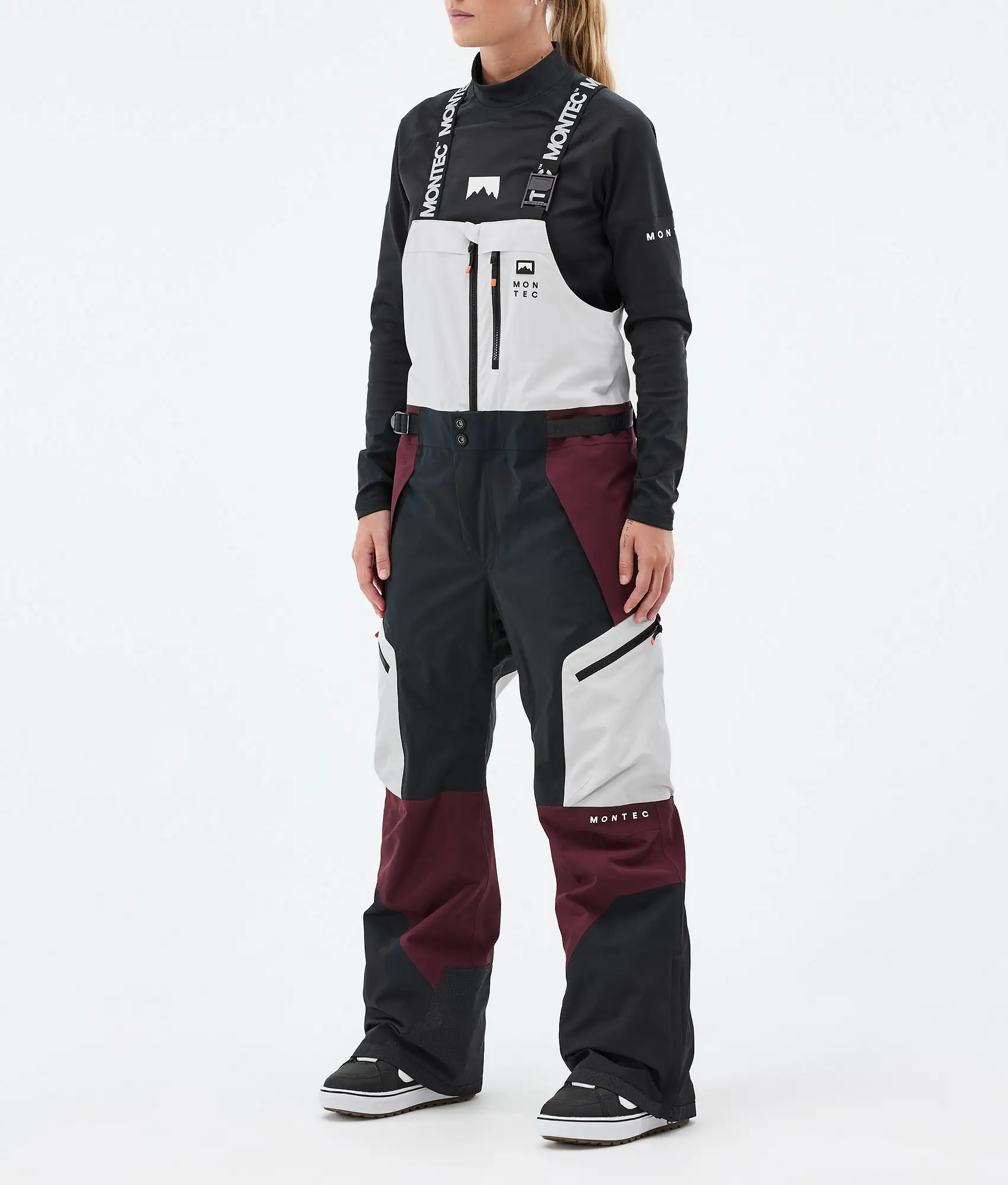 Dozer W Snowboard Pants Women Light Grey/Black/Burgundy