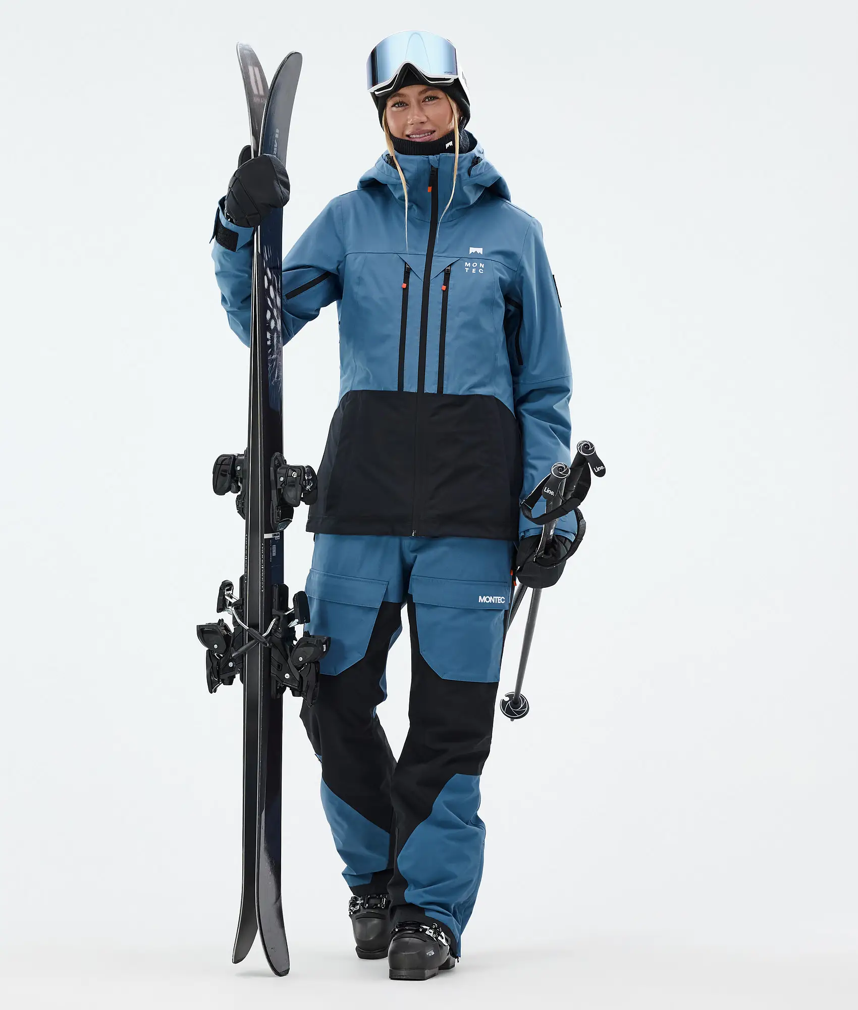 Moss W/Fawk W Ski Outfit Women Blue Steel/Black