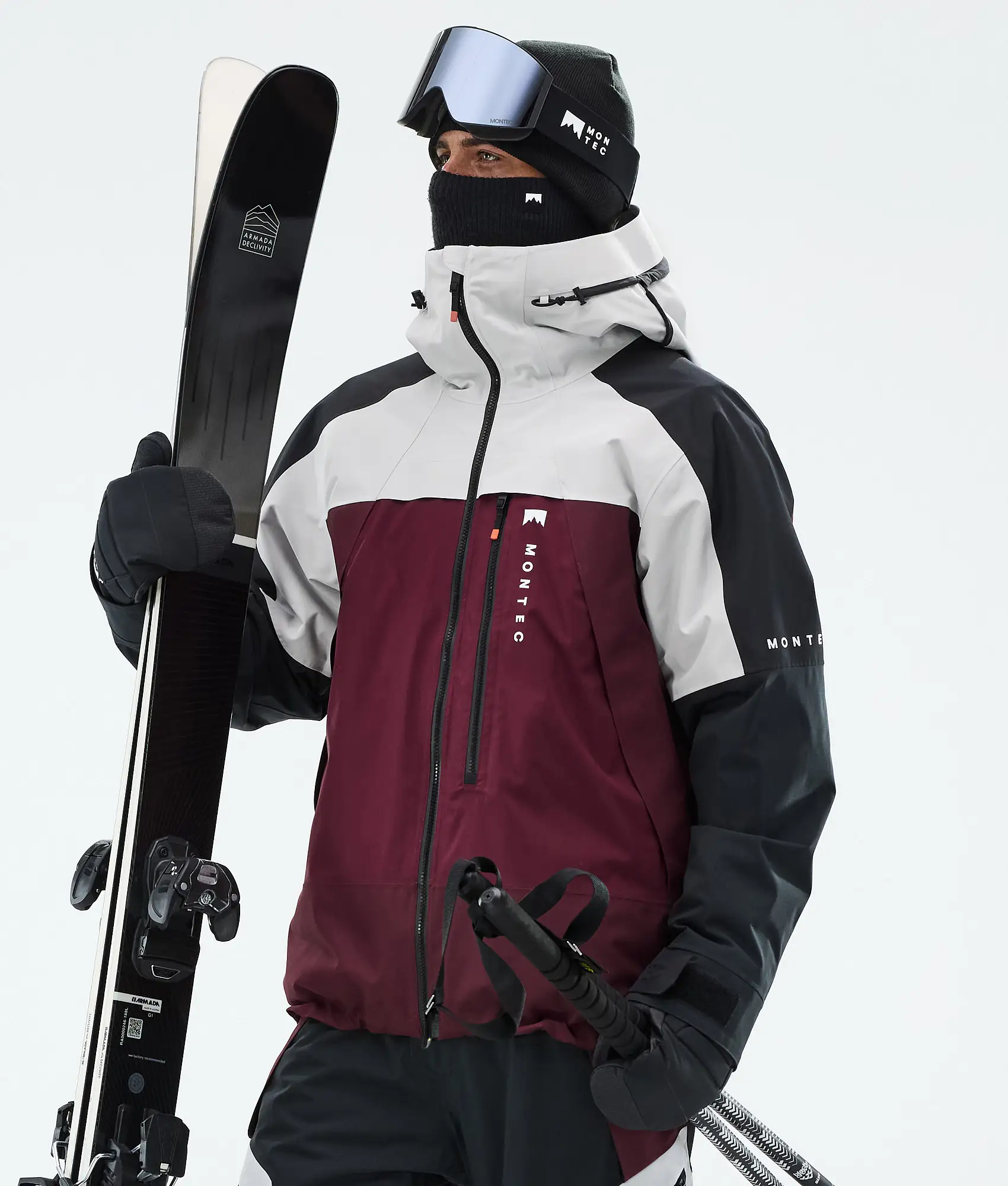 Oracle Ski Jacket Men Light Grey/Black/Burgundy