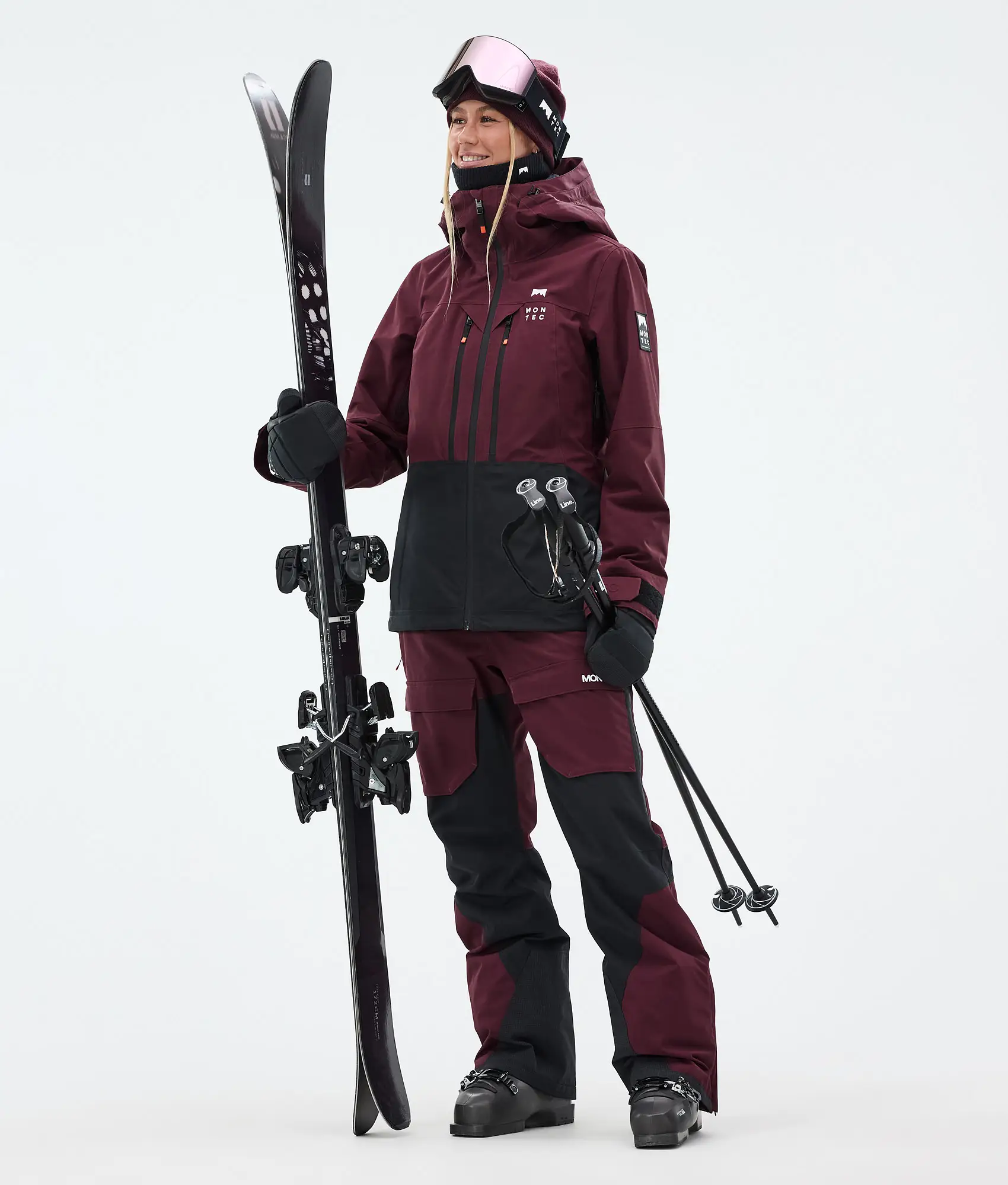 Moss W/Fawk W Ski Outfit Women Burgundy/Black
