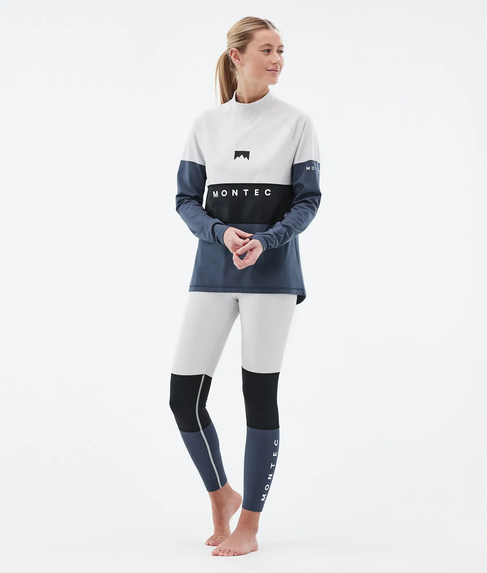 Alpha W Base Layer Top Women Light Grey/Black/Metal Blue