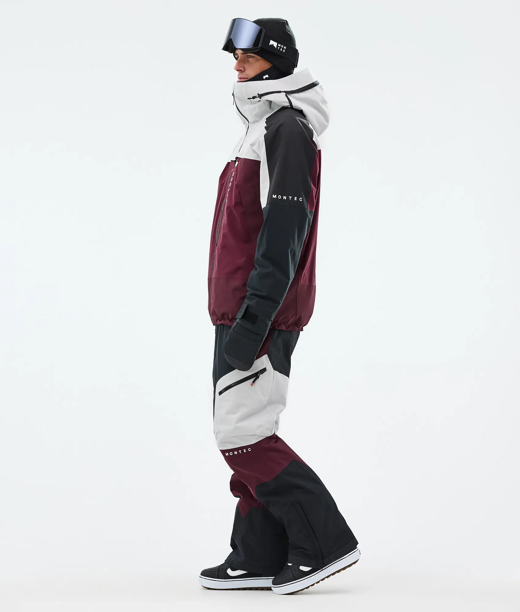 Oracle Snowboard Jacket Men Light Grey/Black/Burgundy