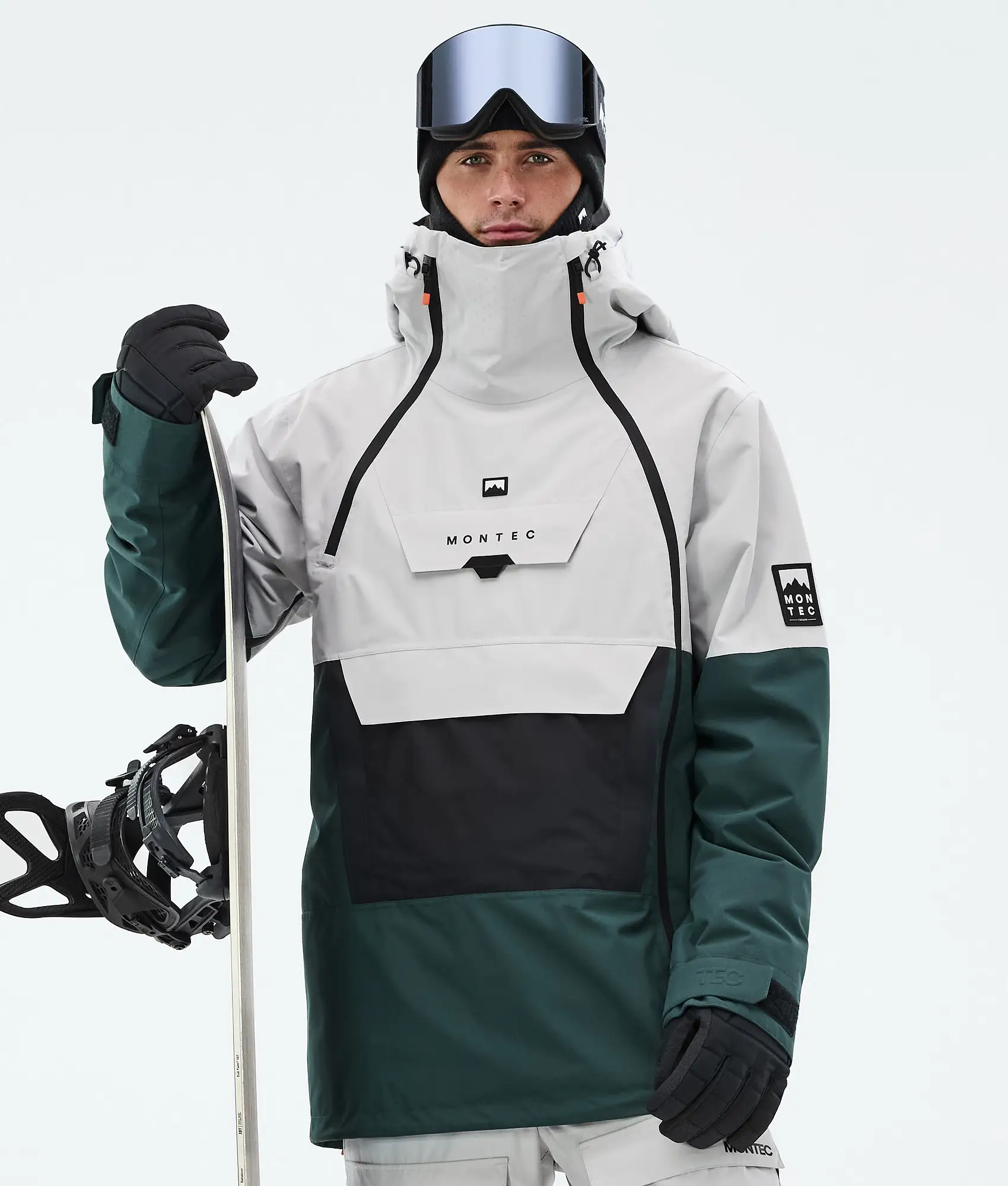 Doom Snowboard Jacket Men Light Grey/Black/Dark Atlantic