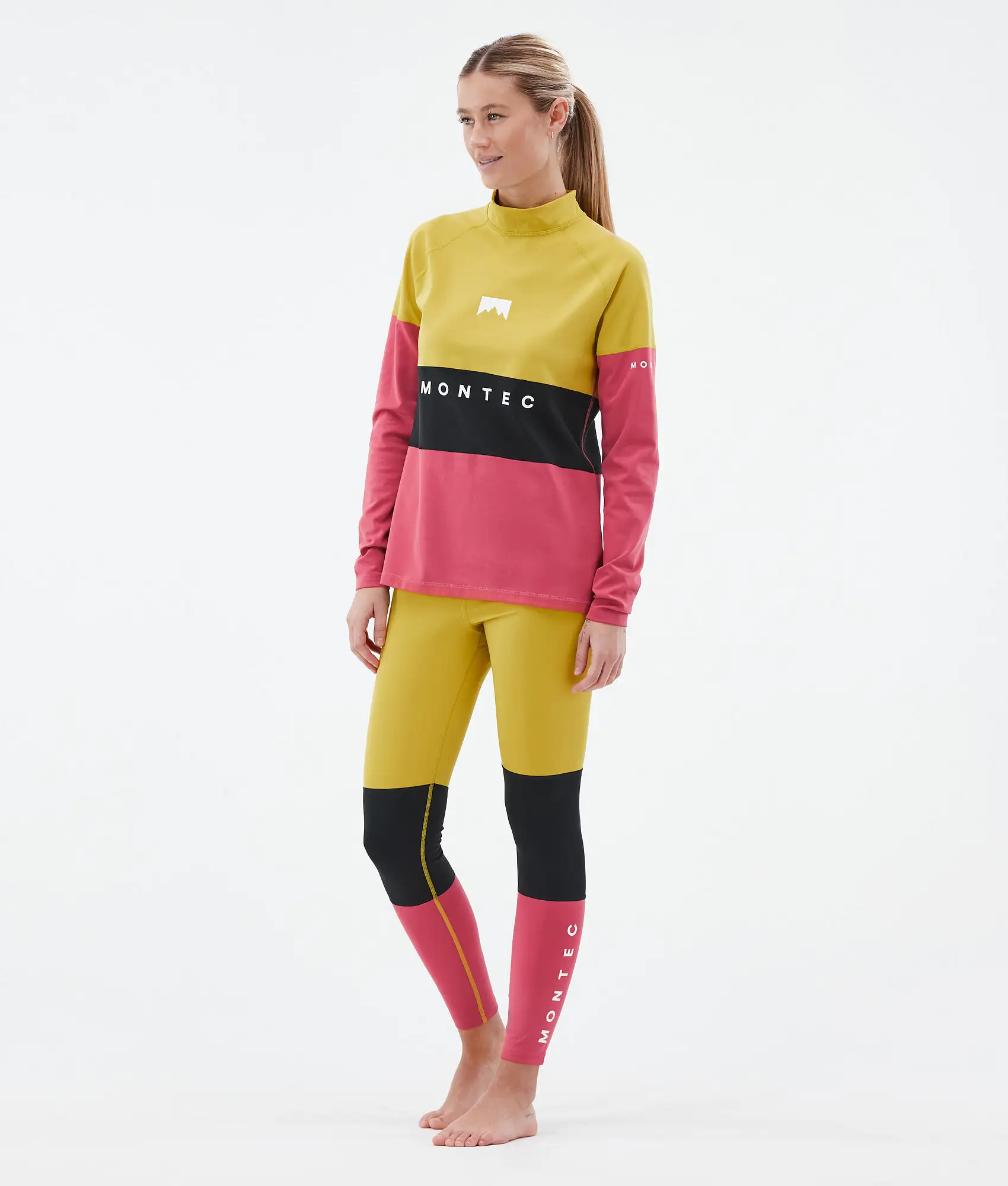Alpha W Base Layer Top Women Yellow/Black/Light Red