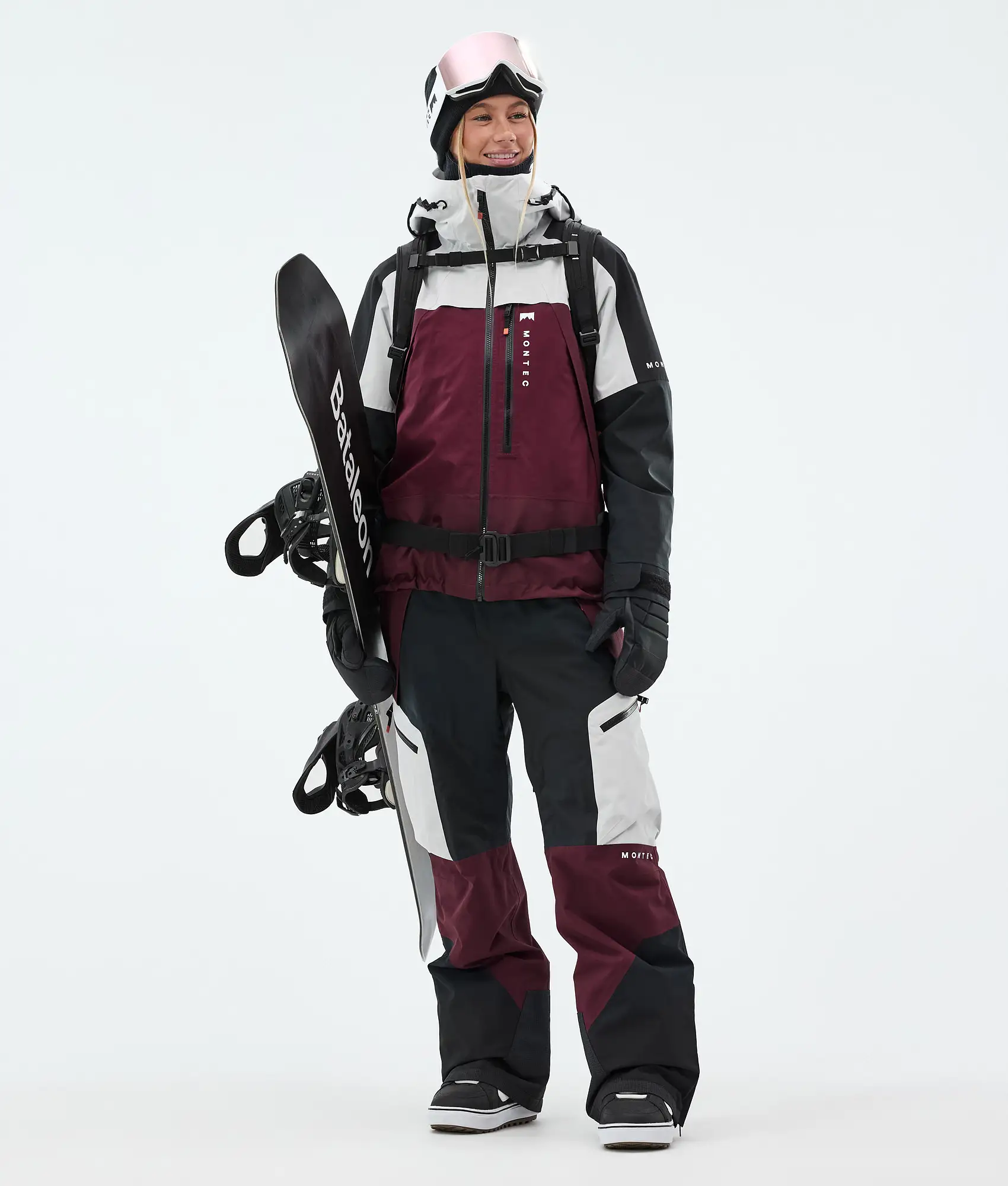 Oracle W Snowboard Jacket Women Light Grey/Black/Burgundy
