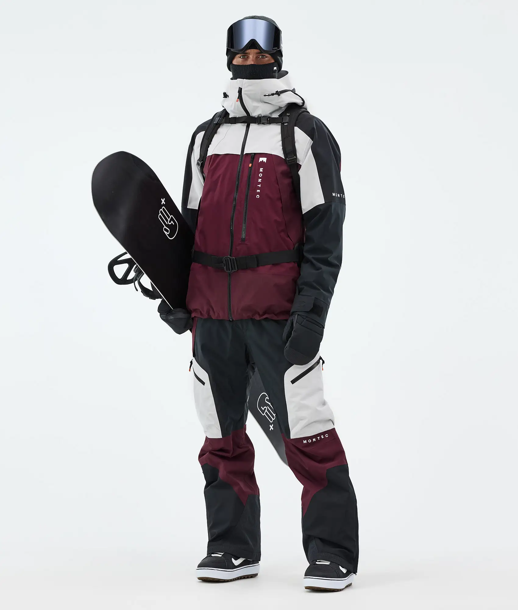 Oracle Snowboard Jacket Men Light Grey/Black/Burgundy