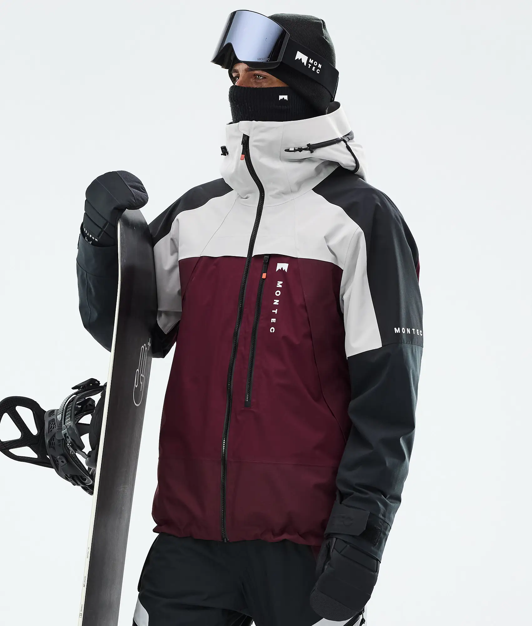 Oracle Snowboard Jacket Men Light Grey/Black/Burgundy