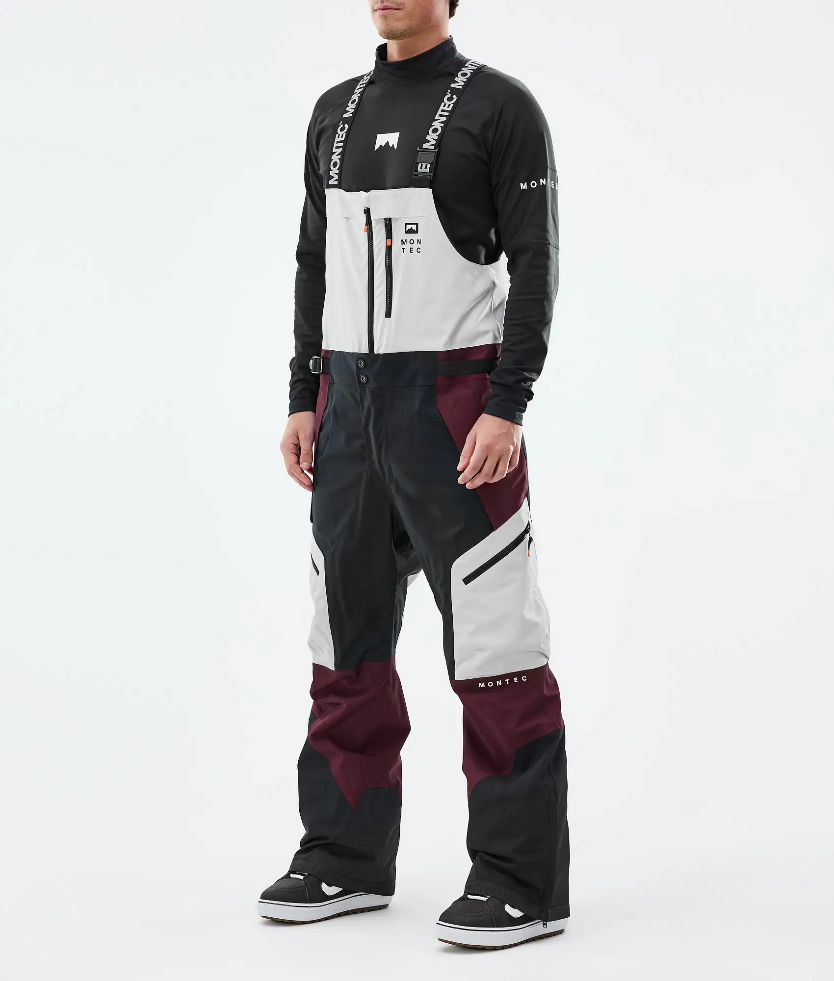 Dozer Snowboard Pants Men Light Grey/Black/Burgundy
