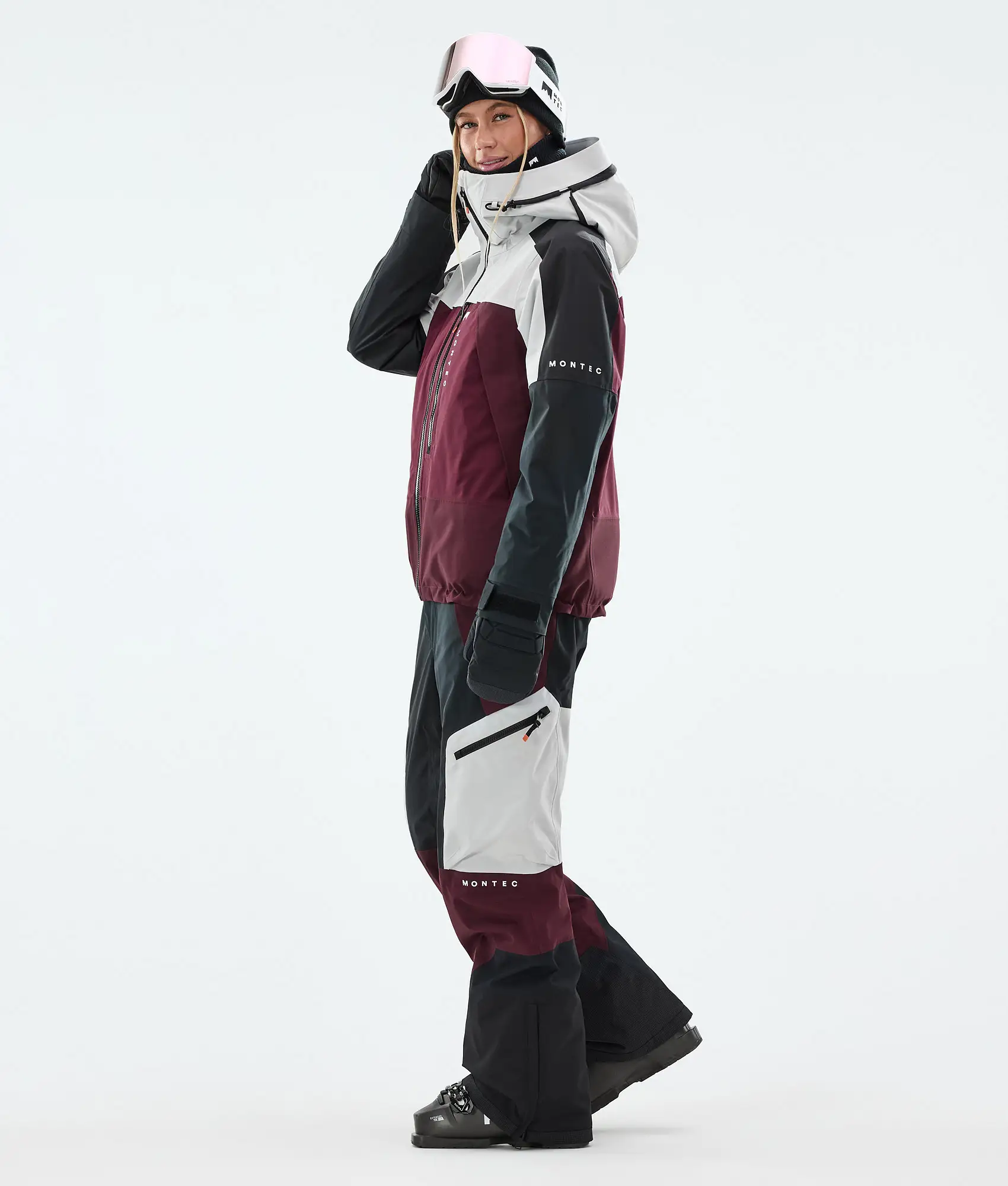 Oracle W Ski Jacket Women Light Grey/Black/Burgundy