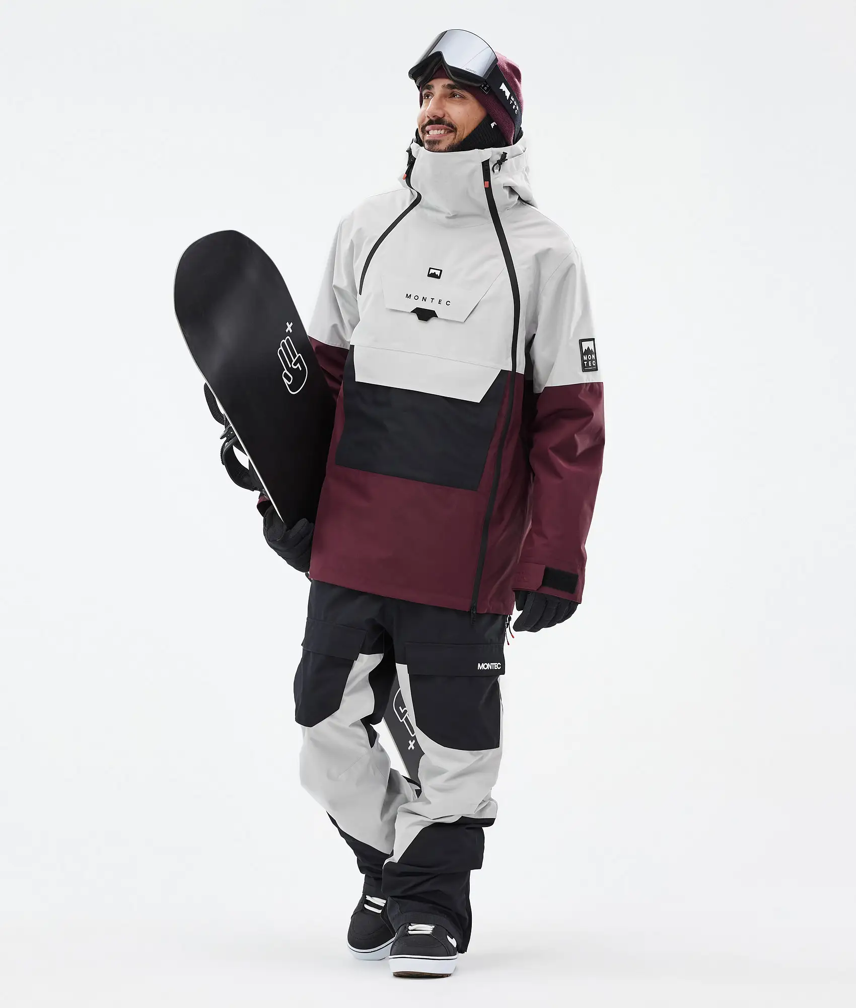 Doom Snowboard Jacket Men Light Grey/Black/Burgundy