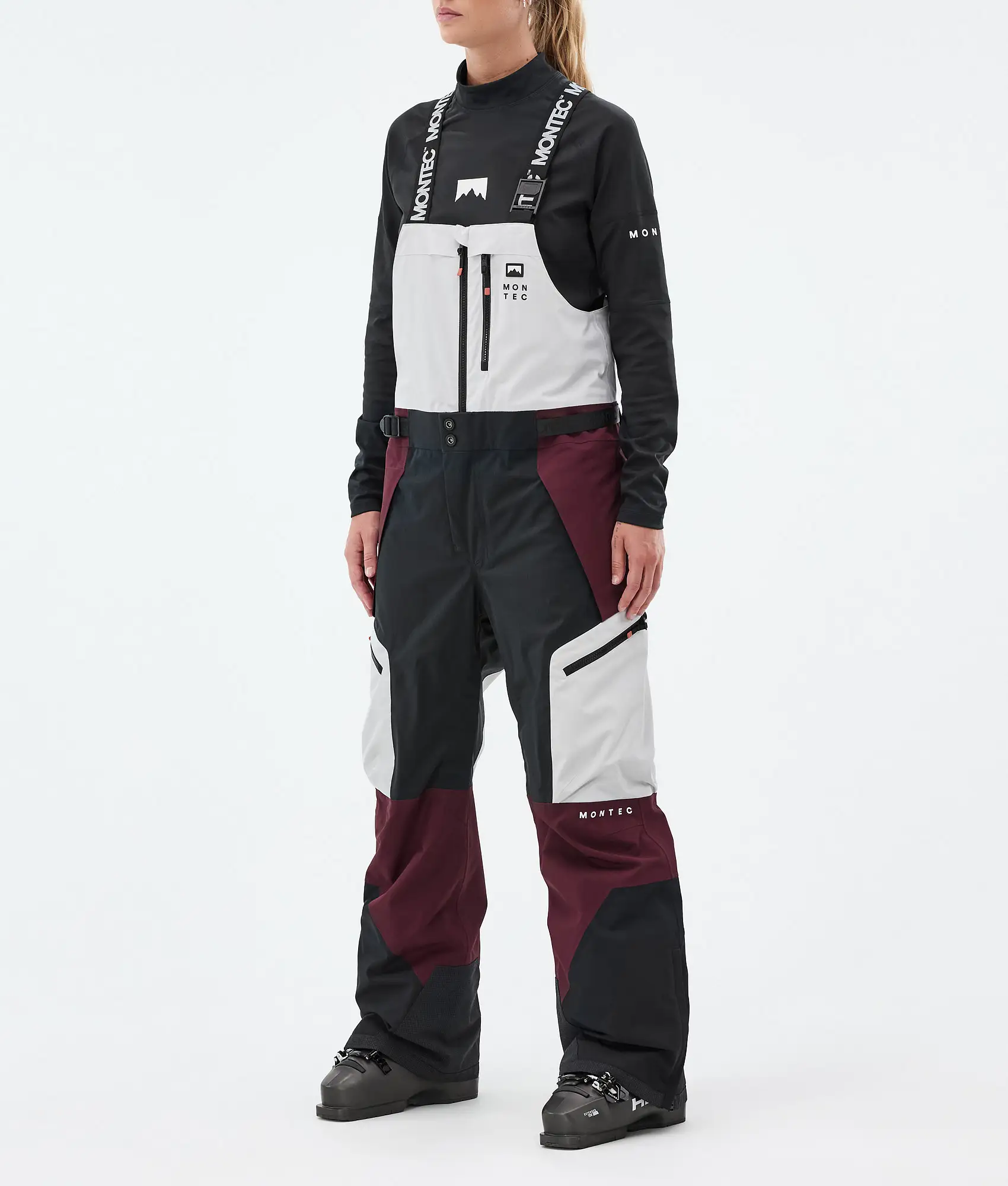 Dozer W Ski Pants Women Light Grey/Black/Burgundy